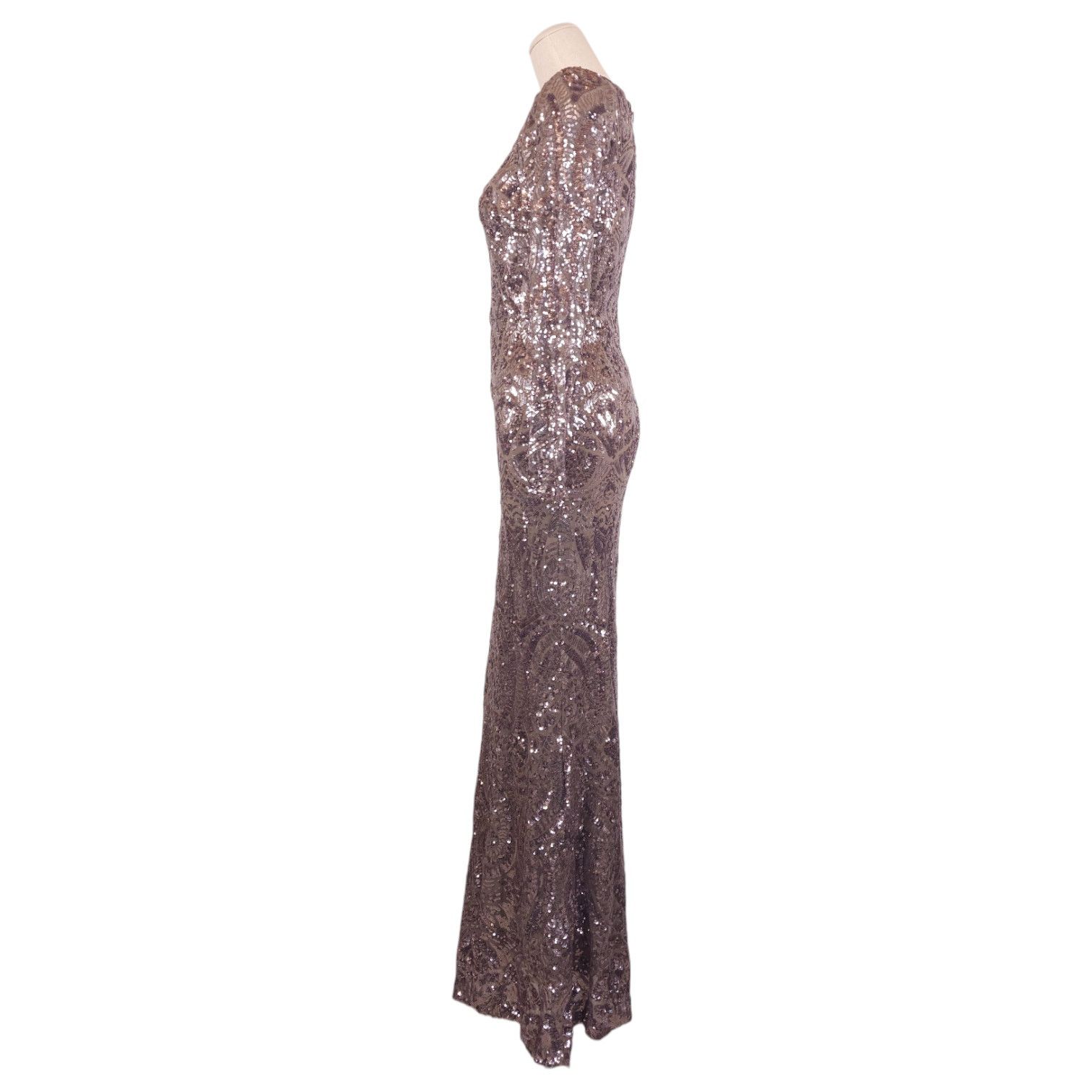 Other Betsy & Adam Long Sleeve Sequin Gown Taupe Sz 4 Size S / US 4 / IT 40 - 2 Thumbnail