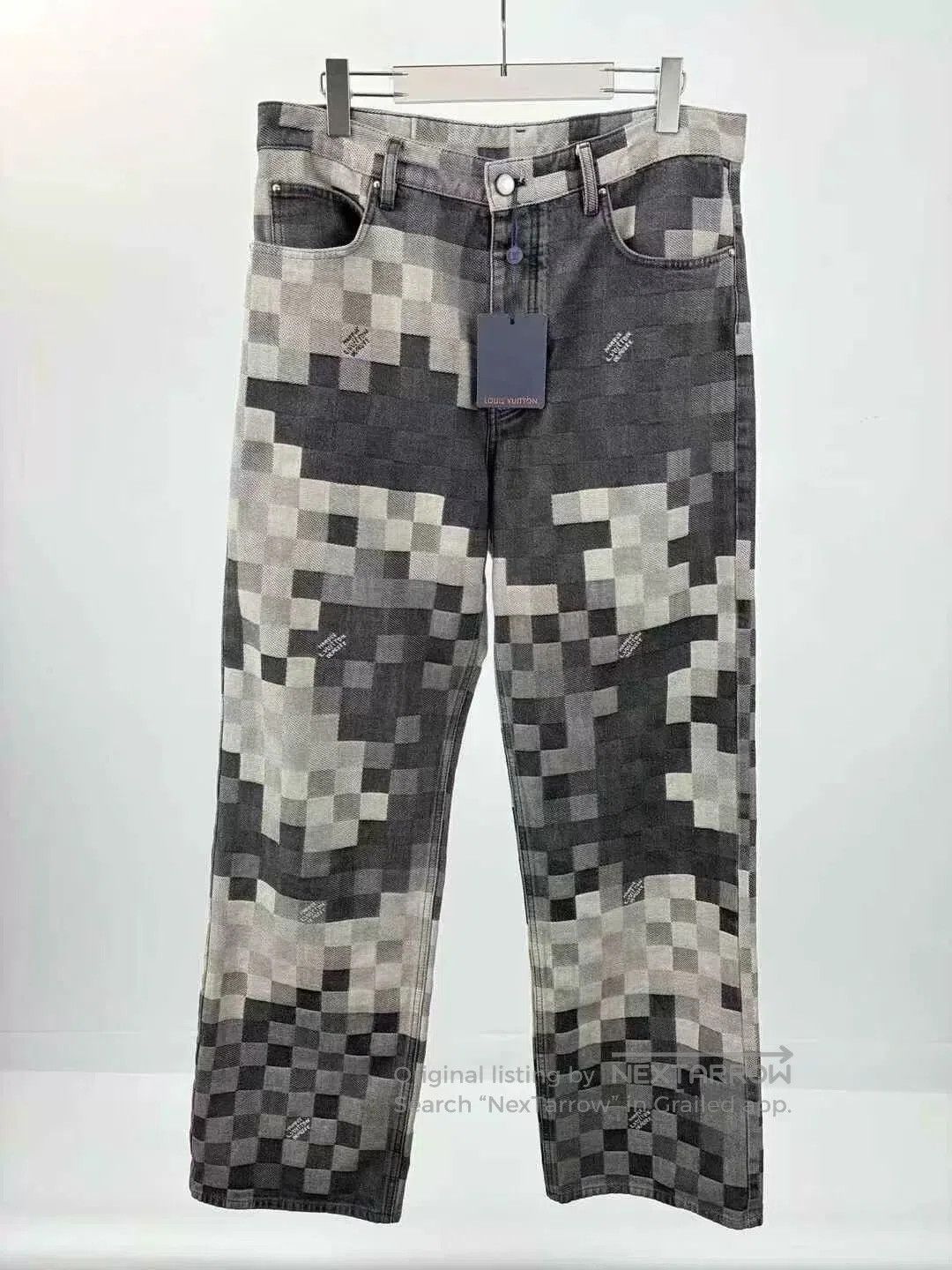 Louis Vuitton louis vuitton gray and white checkered denim pants. Size US 32 / EU 48 - 1 Thumbnail