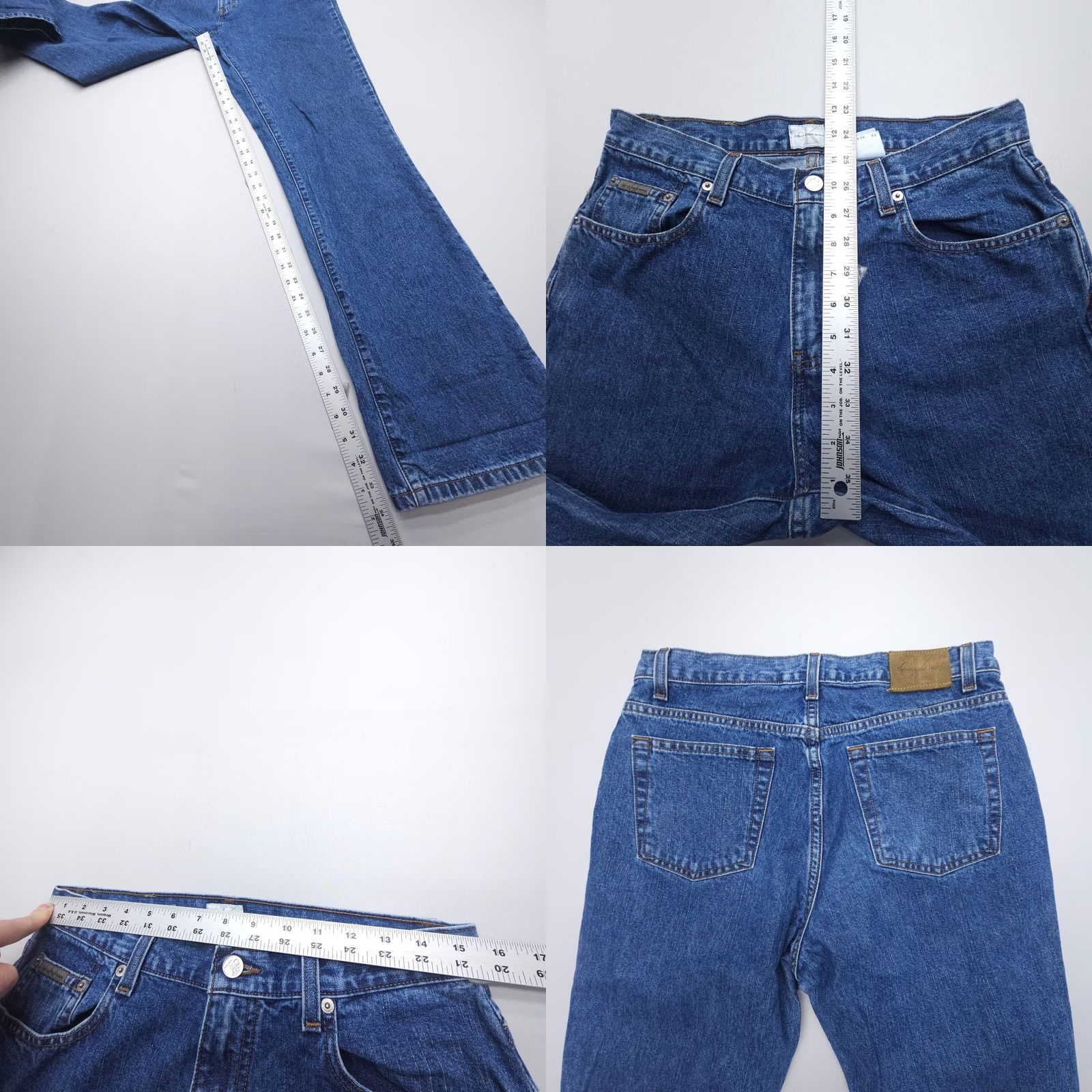 Calvin Klein VINTAGE Calvin Klein High Rise Bootcut Jeans Womens 10 Blue 90s USA 34in Inseam Regular Fabric Denim Cotton 5-Pocket Logo Size 32" / US 10 / IT 46 - 8 Thumbnail