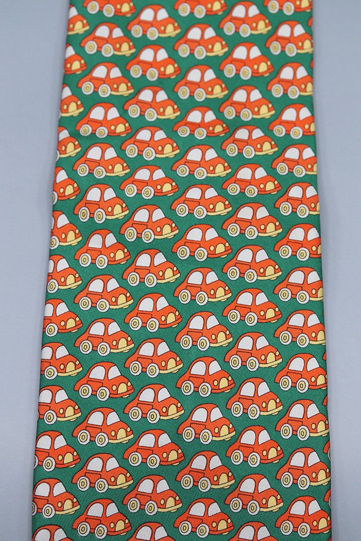 Nazareno Gabrielli Vintage Nazareno Gabrielli Tie with Red Cars on Green Size ONE SIZE - 4 Thumbnail