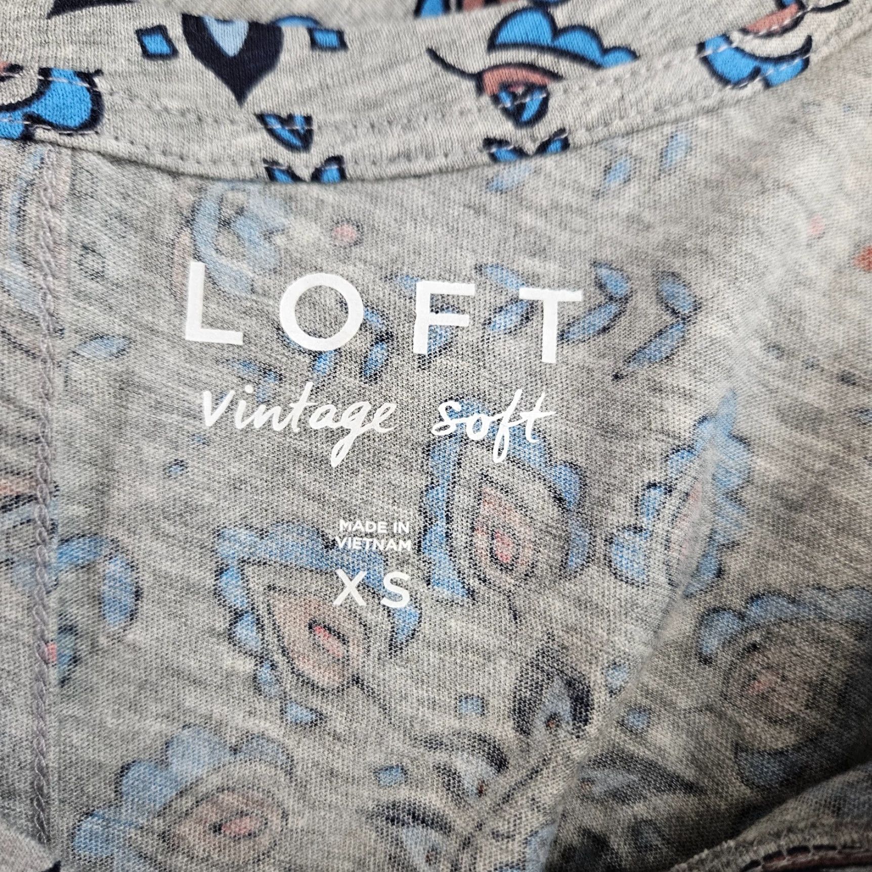 Loft VINTAGE LOFT Ann Taylor Womens Soft Tee XS Gray Short Sleeve Shirt Size 26" / US 2 / IT 38 - 6 Thumbnail