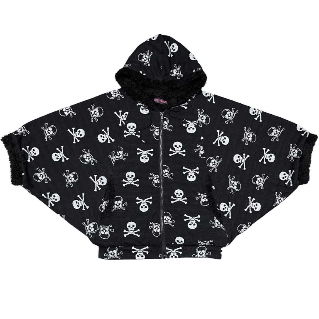 image of Japanese Crazy Angel Skulls Batwings Hoodie in Black, Men's (Size Medium)