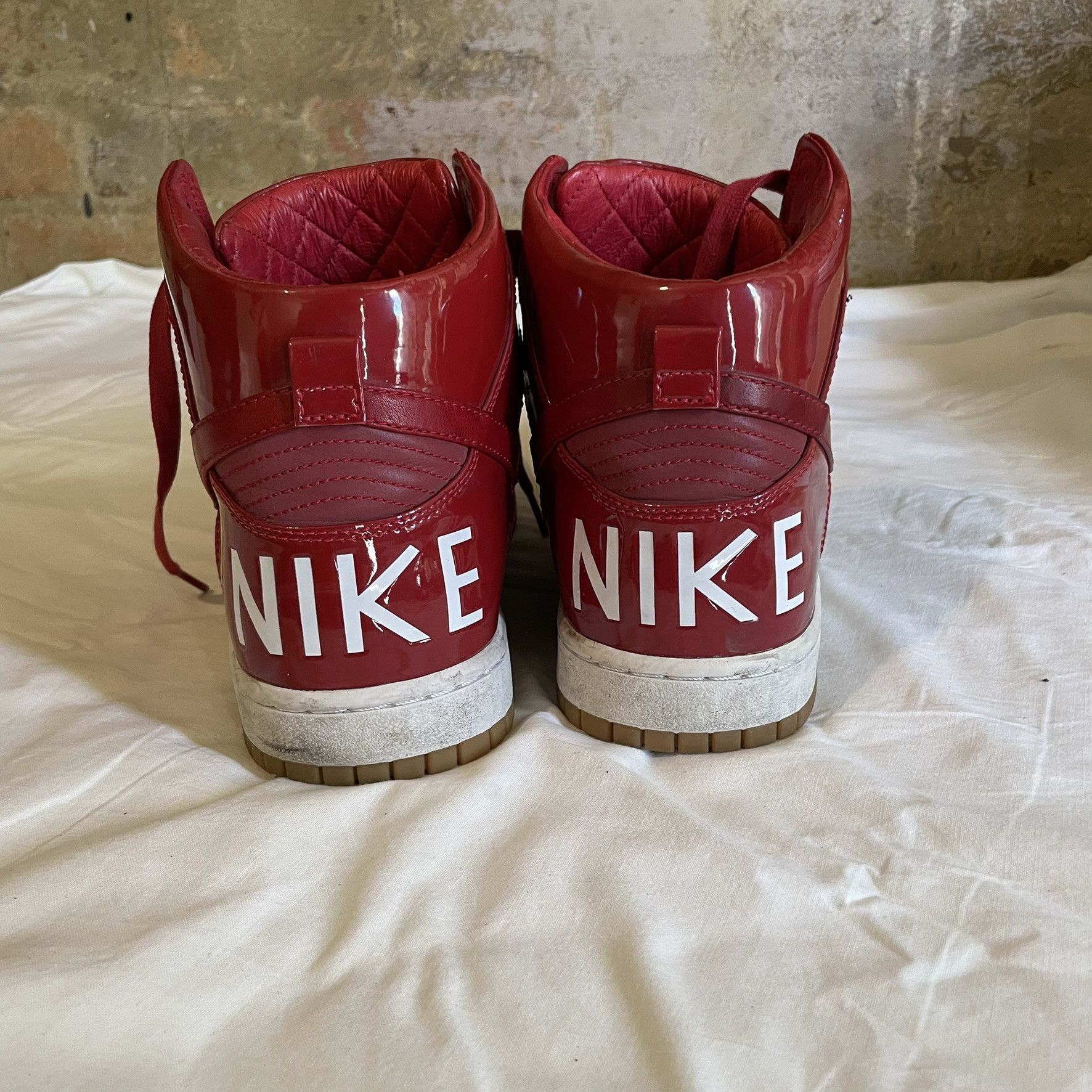 Nike Nike Dunk TZ High-Tops - Red Patent Leather Size US 10.5 / EU 43-44 - 3 Thumbnail