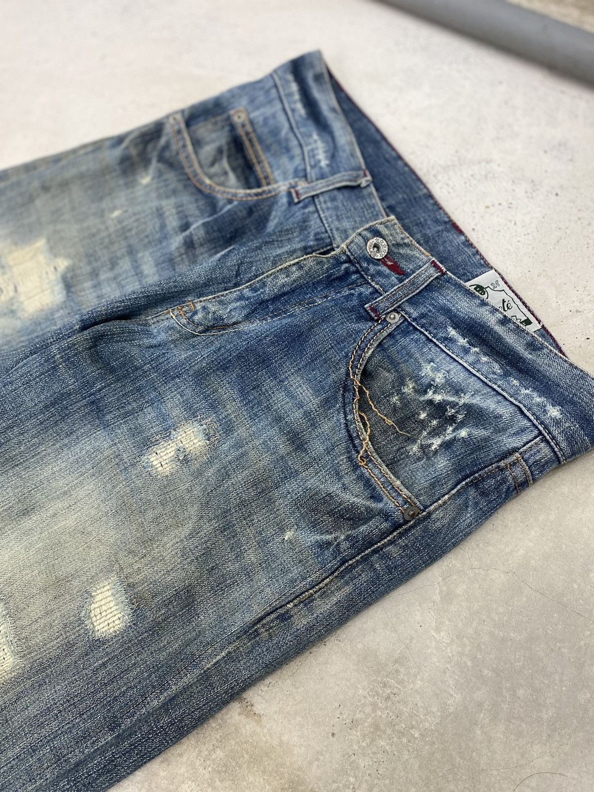 Le Grande Bleu (L.G.B.) Vintage Purete Japan Distress Uruboros Kofu Whisker Straight Size US 31 - 11 Thumbnail