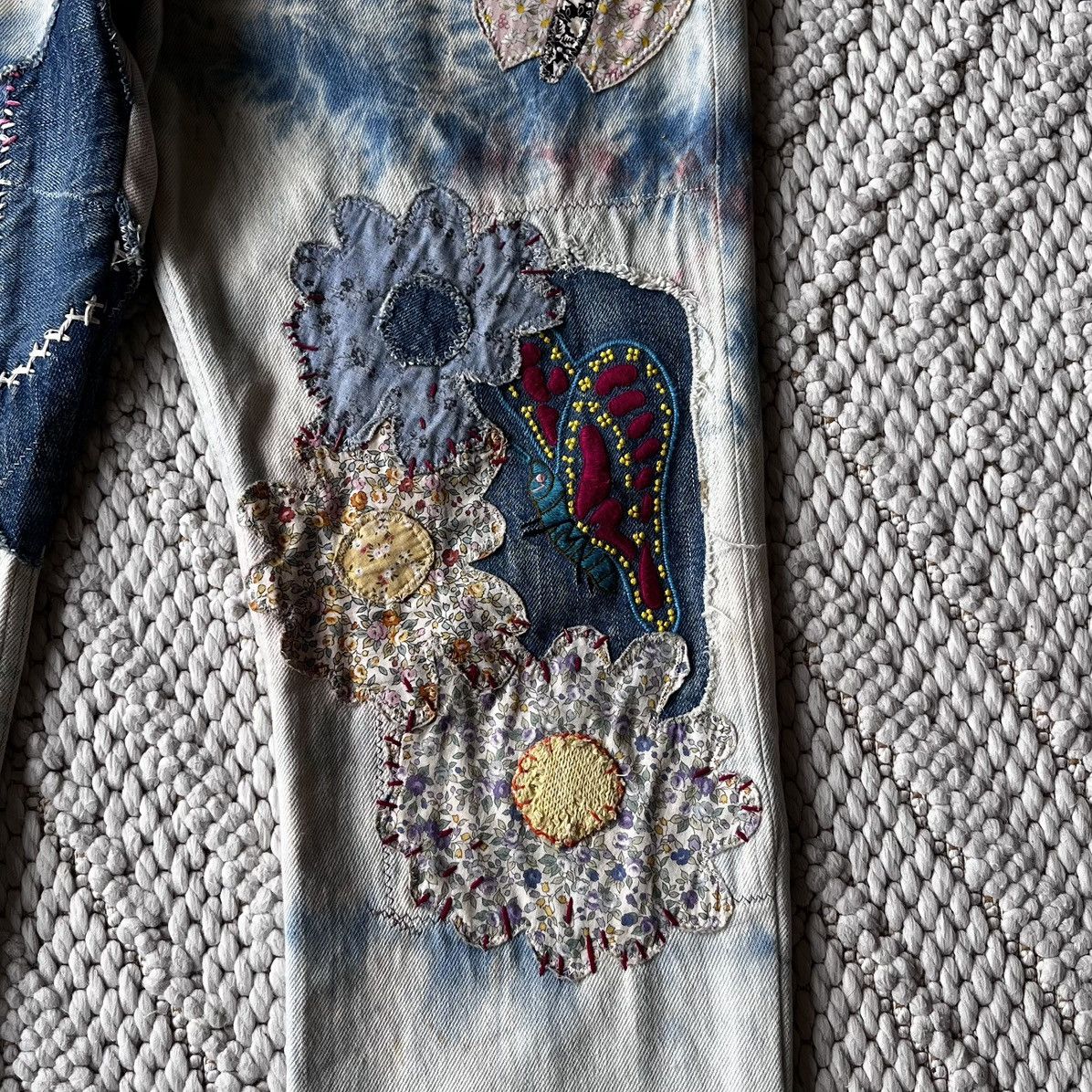 Kapital Kapital 12.5oz papillon embroidered tie dye patchwork denim Size US 32 / EU 48 - 6 Thumbnail