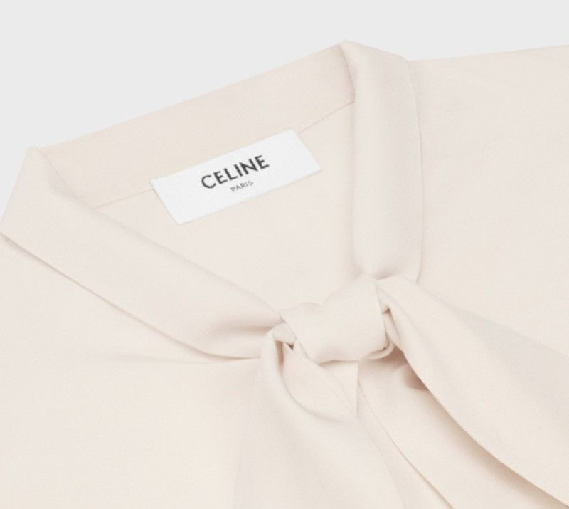 Celine o1w1db11124 Lavalliere Silk And Wool Blouse in Beige Size M / US 6-8 / IT 42-44 - 3 Thumbnail