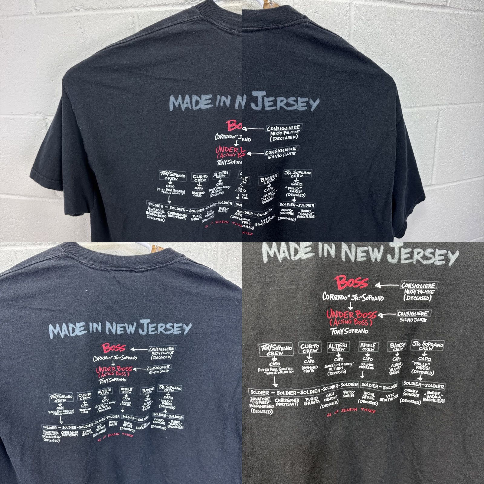 Vintage VINTAGE The Sopranos HBO “Made In New Jersey” Family Tree T-Shirt Sz 3XL Black Mens Crew Neck Graphic Print 90s TV Movie SOPRANOS Size US XXL / EU 58 / 5 - 9 Thumbnail
