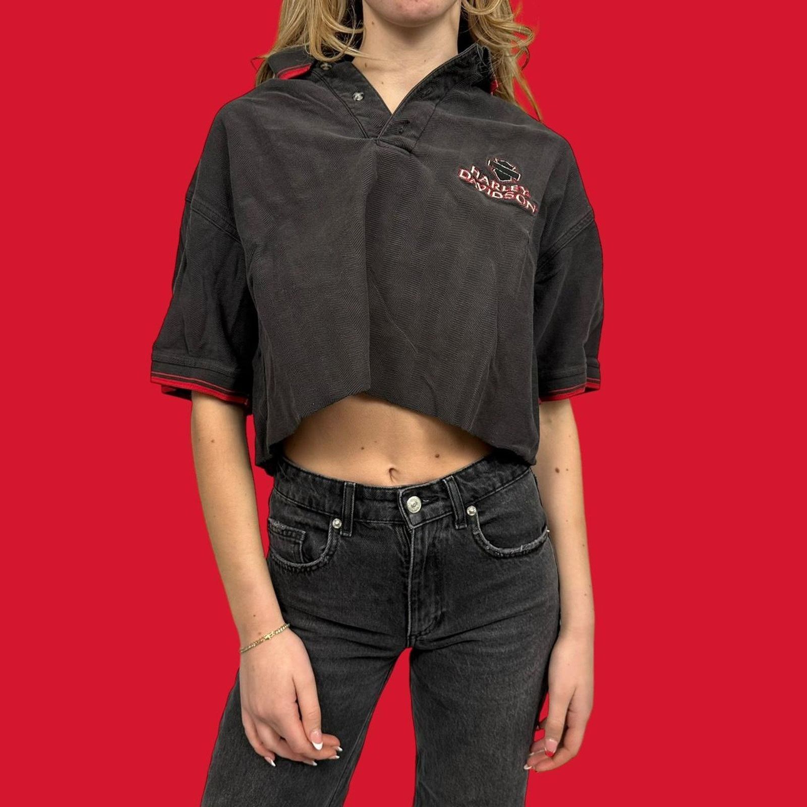 Harley Davidson Vintage harley davidson polo Croptop Size L / US 10 / IT 46 - 2 Thumbnail