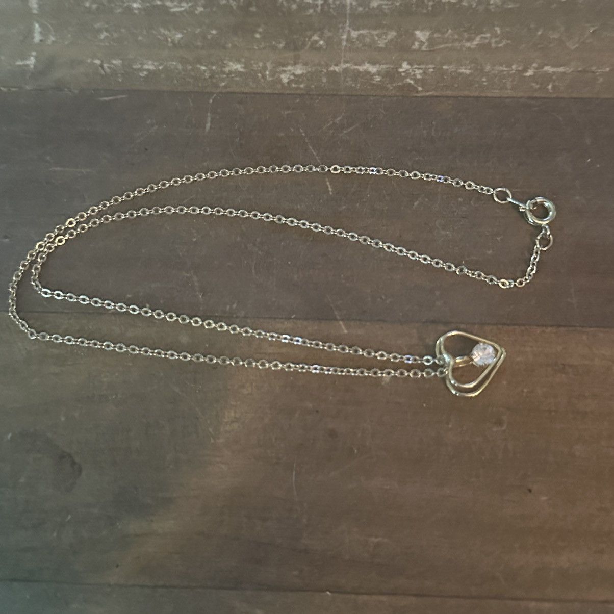 Vintage Vintage gold outlined heart and rhinestone pendant necklace Size ONE SIZE - 2 Thumbnail