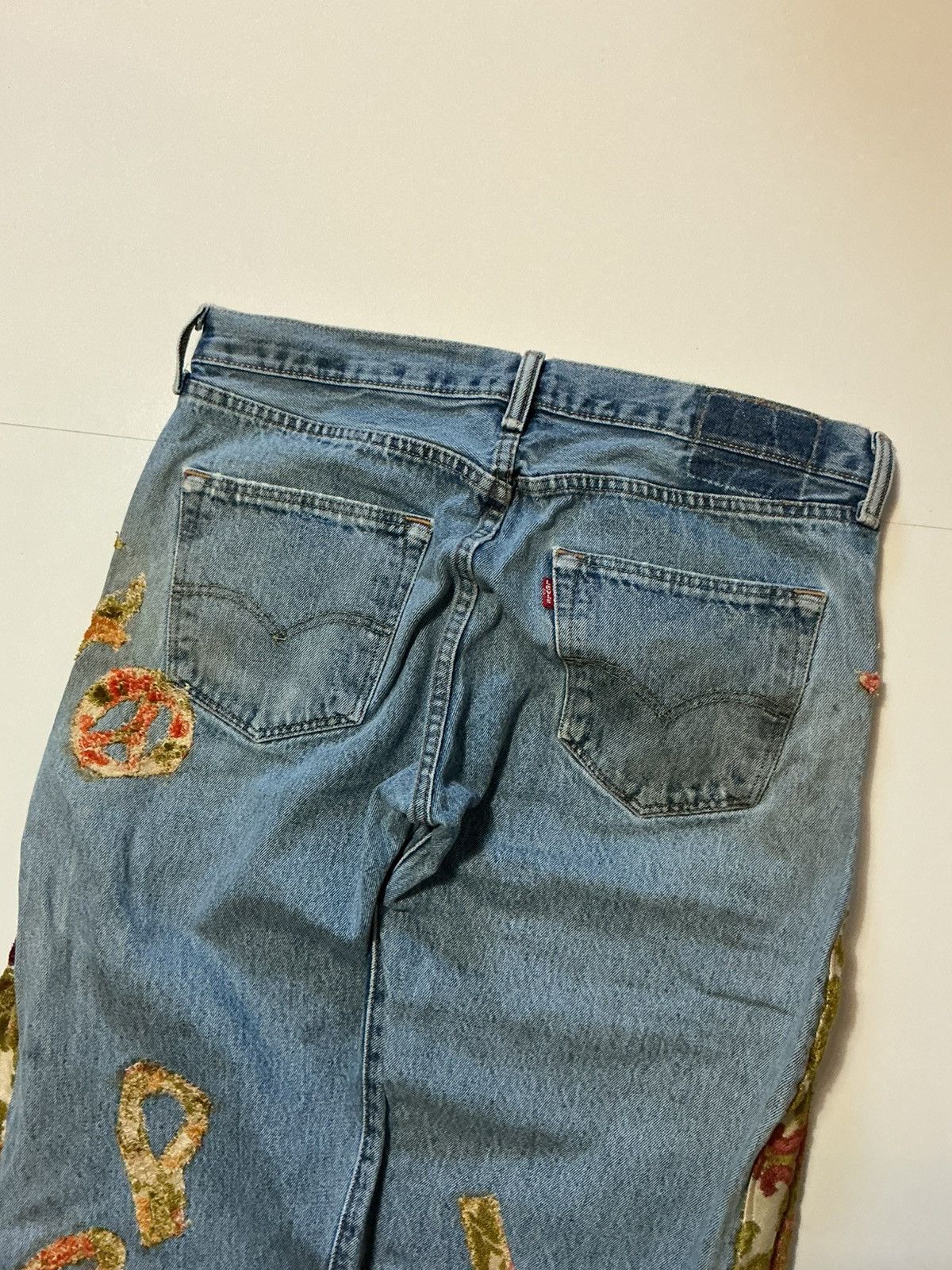 Levi's Vintage Levis Peace & Love Patchwork Flared Denim Jeans Size US 36 / EU 52 - 7 Thumbnail