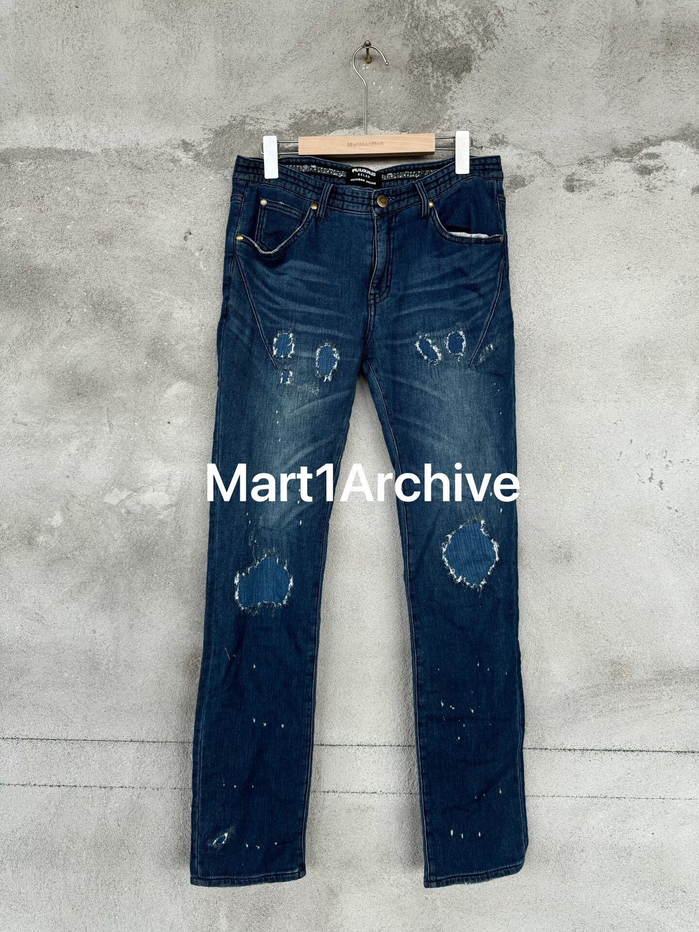 Number (N)ine Sz 4 NUmber Nine 01SS Bullet Hole Distressed Denim