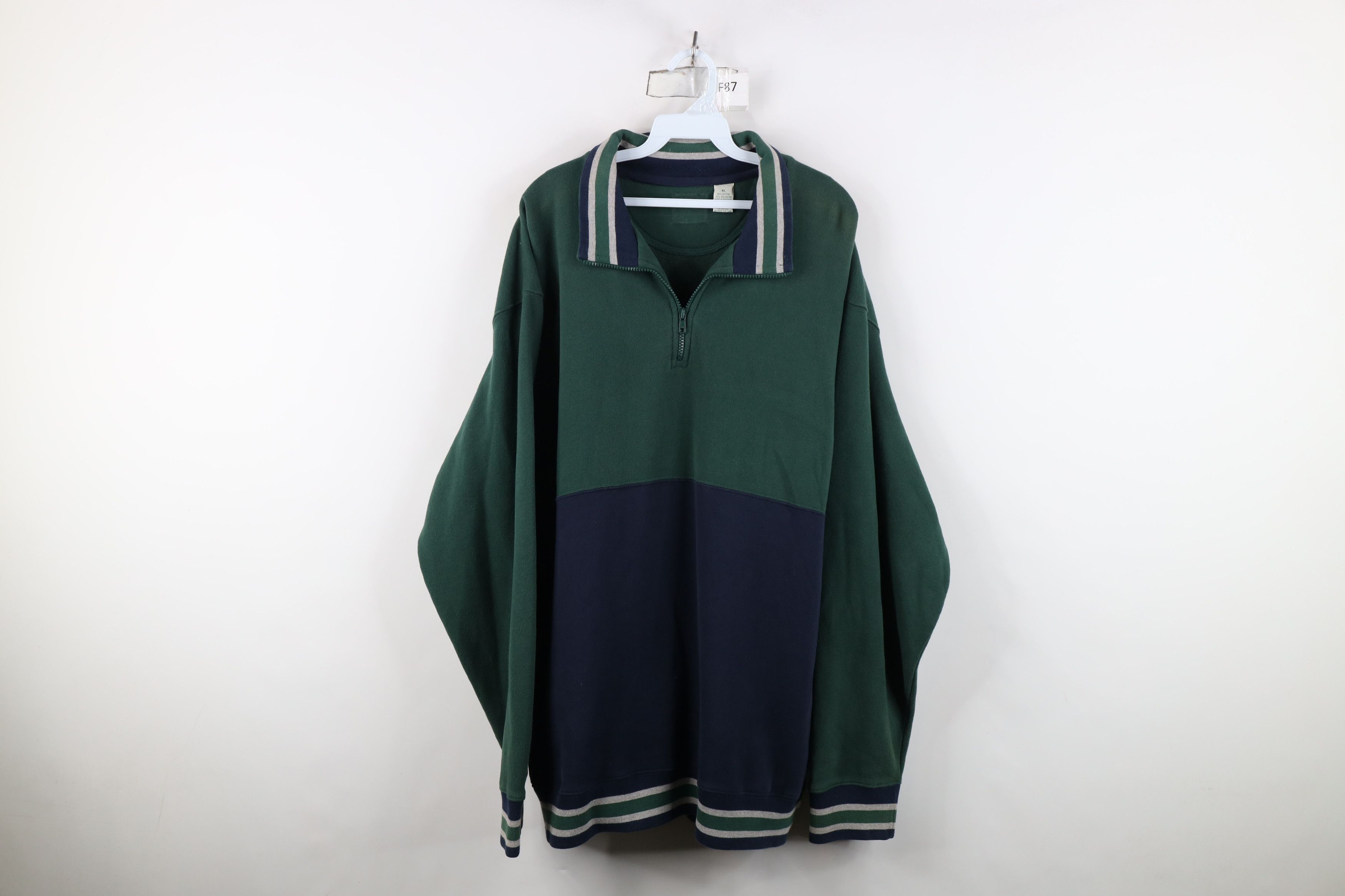 Vintage Vintage 90s Streetwear Block Heavyweight Half Zip Sweatshirt Size US XL / EU 56 / 4 - 1 Thumbnail