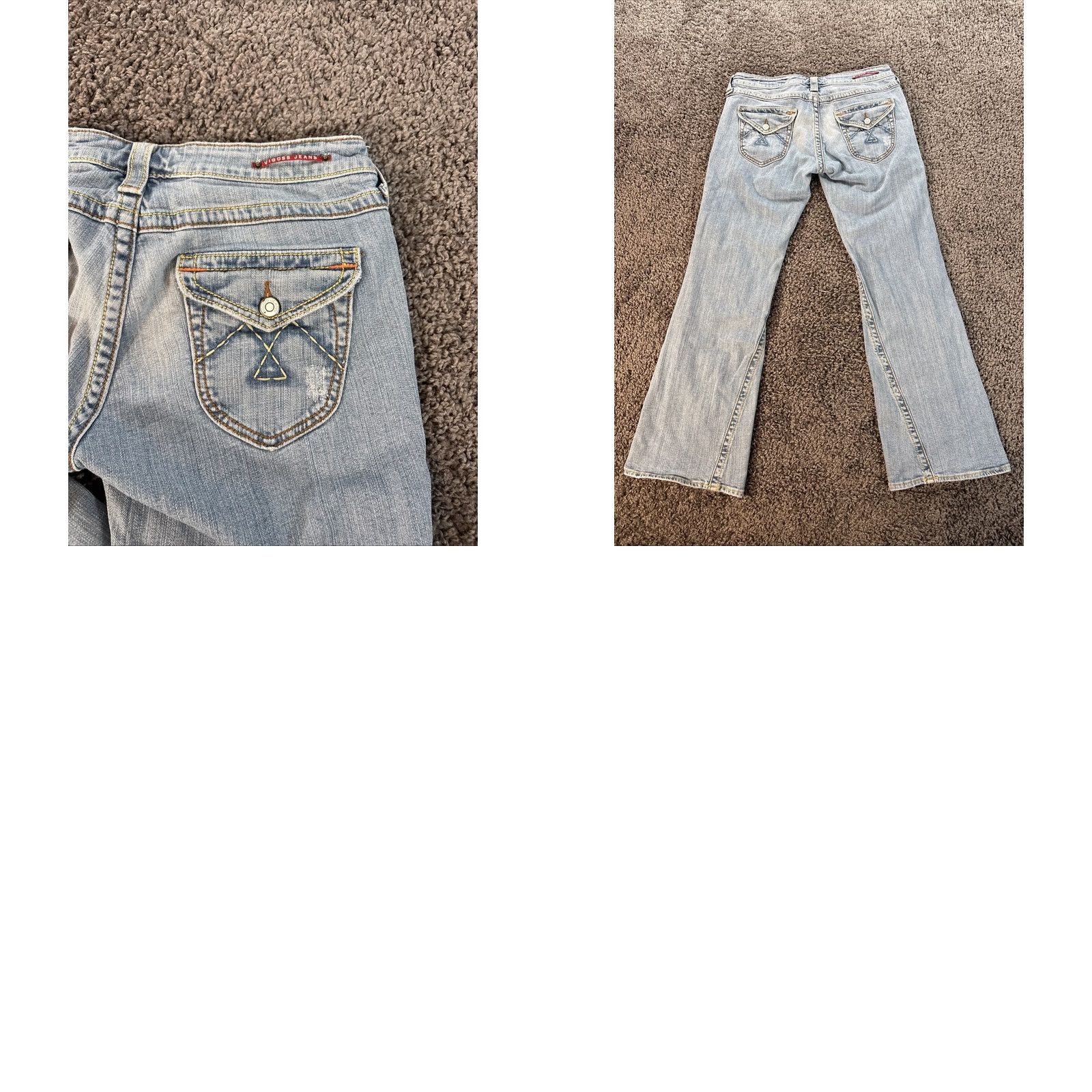 Vintage Vtg VIGOSS Jeans Boot Cut Womens 32x30 Low Rise Light Wash Contrast Stitch Flap Jeans Womens Bootcut 5-Pocket Inseam 30 Blue Mens? Size 24" / US 00 / IT 34 - 8 Thumbnail