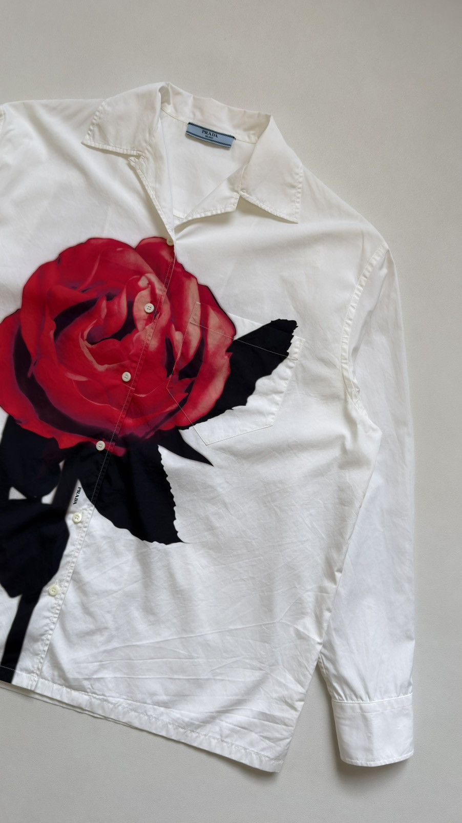 Prada S/S 19 ‘Red Rose Stencil’ Print Shirt Size US L / EU 52-54 / 3 - 8 Thumbnail