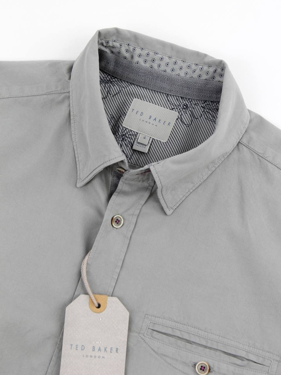 Ted Baker TED BAKER Grey cotton shirt with short sleeves Size US M / EU 48-50 / 2 - 7 Thumbnail