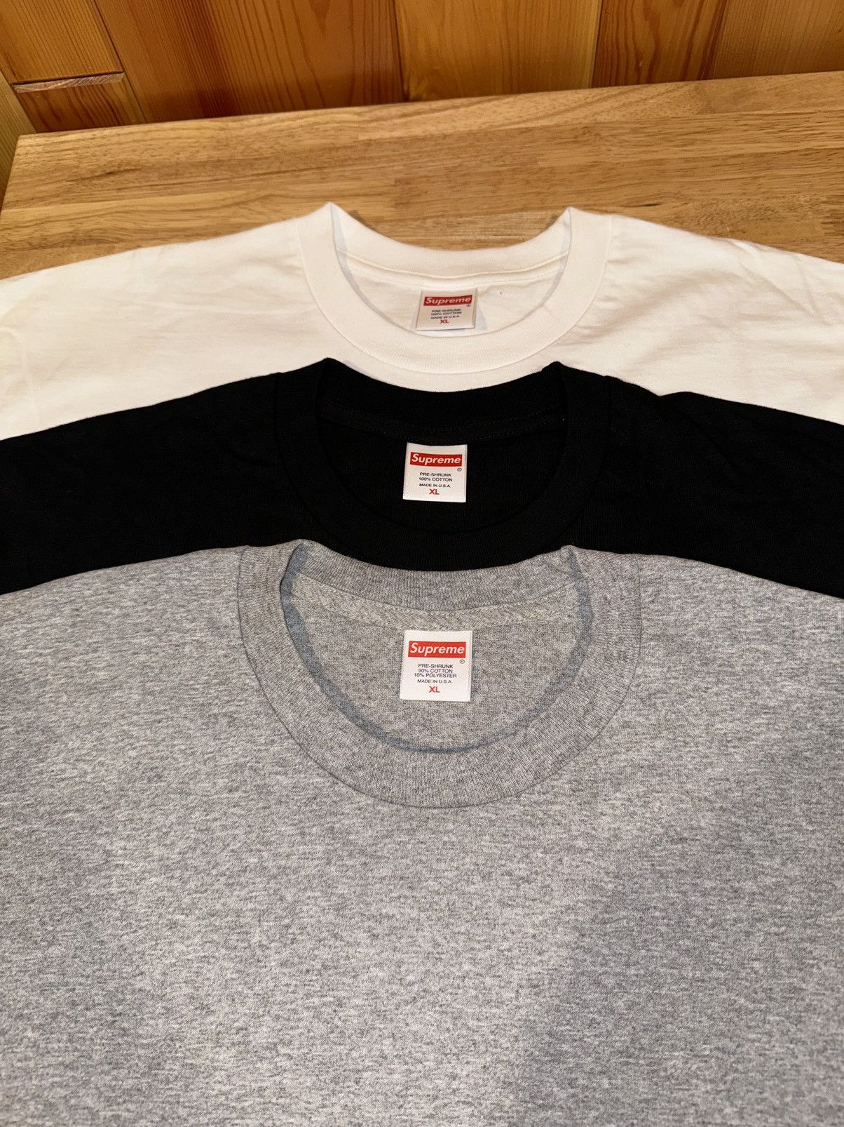 image of Made In USA (3) New Supreme K-Mart Kmart Blank Long Sleeve Shirts XL Lot in White, Men's