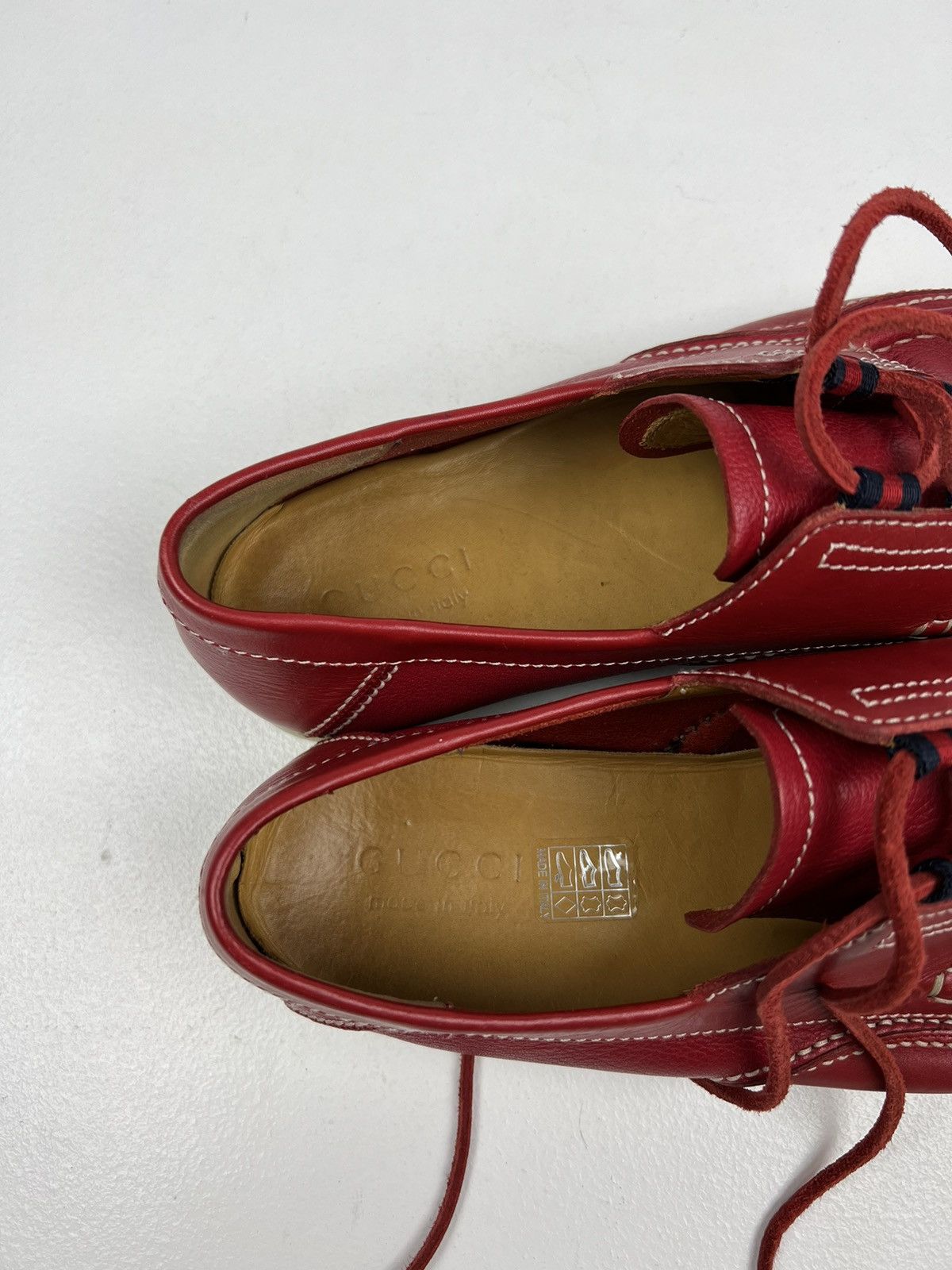 Gucci GUCCI Loafers Leather Shoes Lace Up Web Logo Red Men’s Size US 10 / EU 43 - 17 Thumbnail