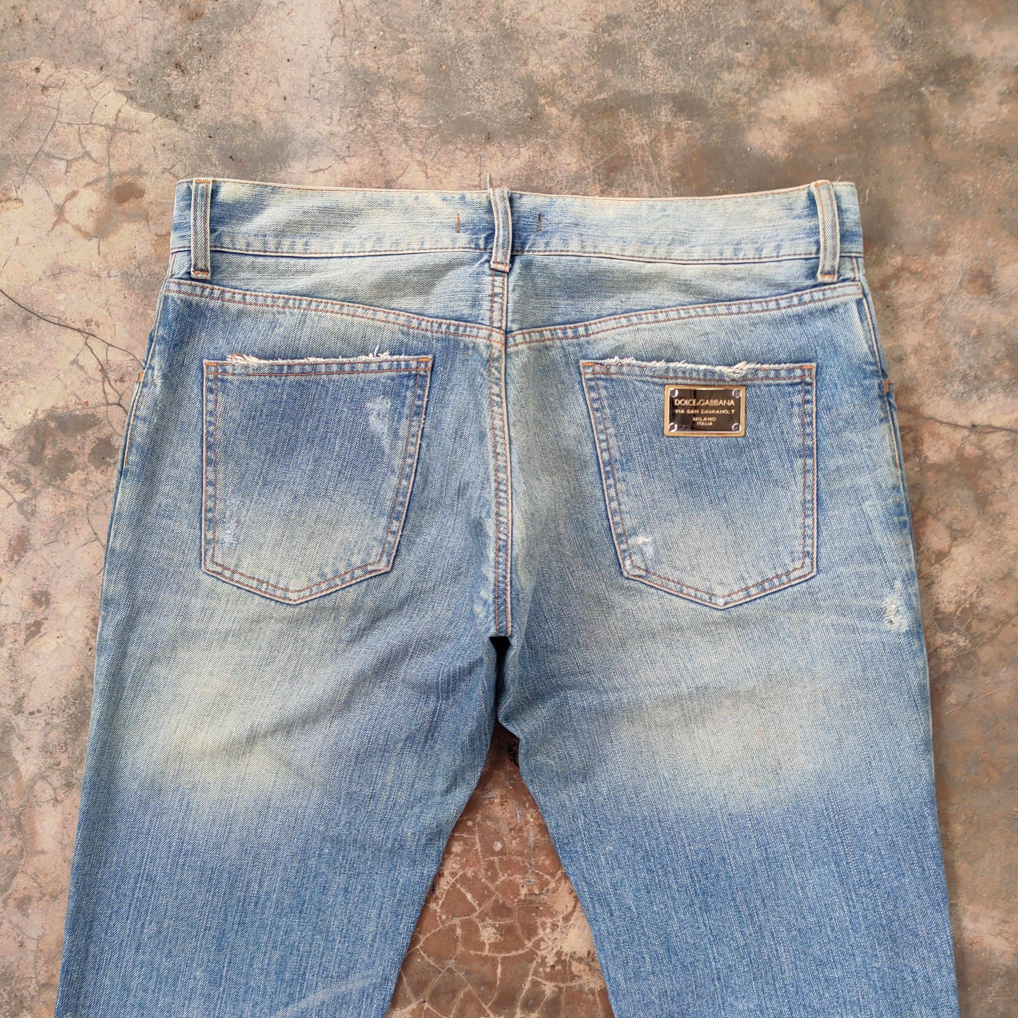 Dolce & Gabbana VINTAGE DOLCE & GABBANA RIPPED FADED DENIM JEANS PANTS Size US 37 - 14 Thumbnail