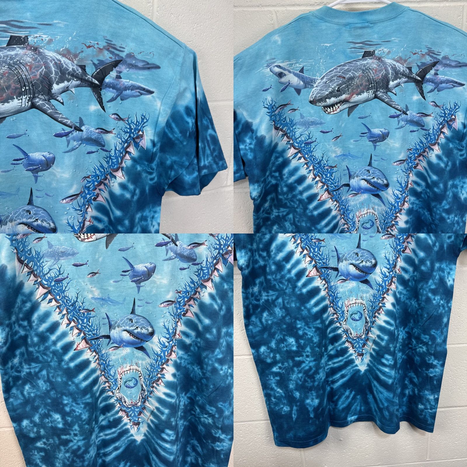 Liquid Blue VINTAGE Liquid Blue Great White Jaws SHARK BITE Ocean T-SHIRT Tie Dye XL Unisex 1990s Graphic Tee Blue Size US XL / EU 56 / 4 - 10 Thumbnail