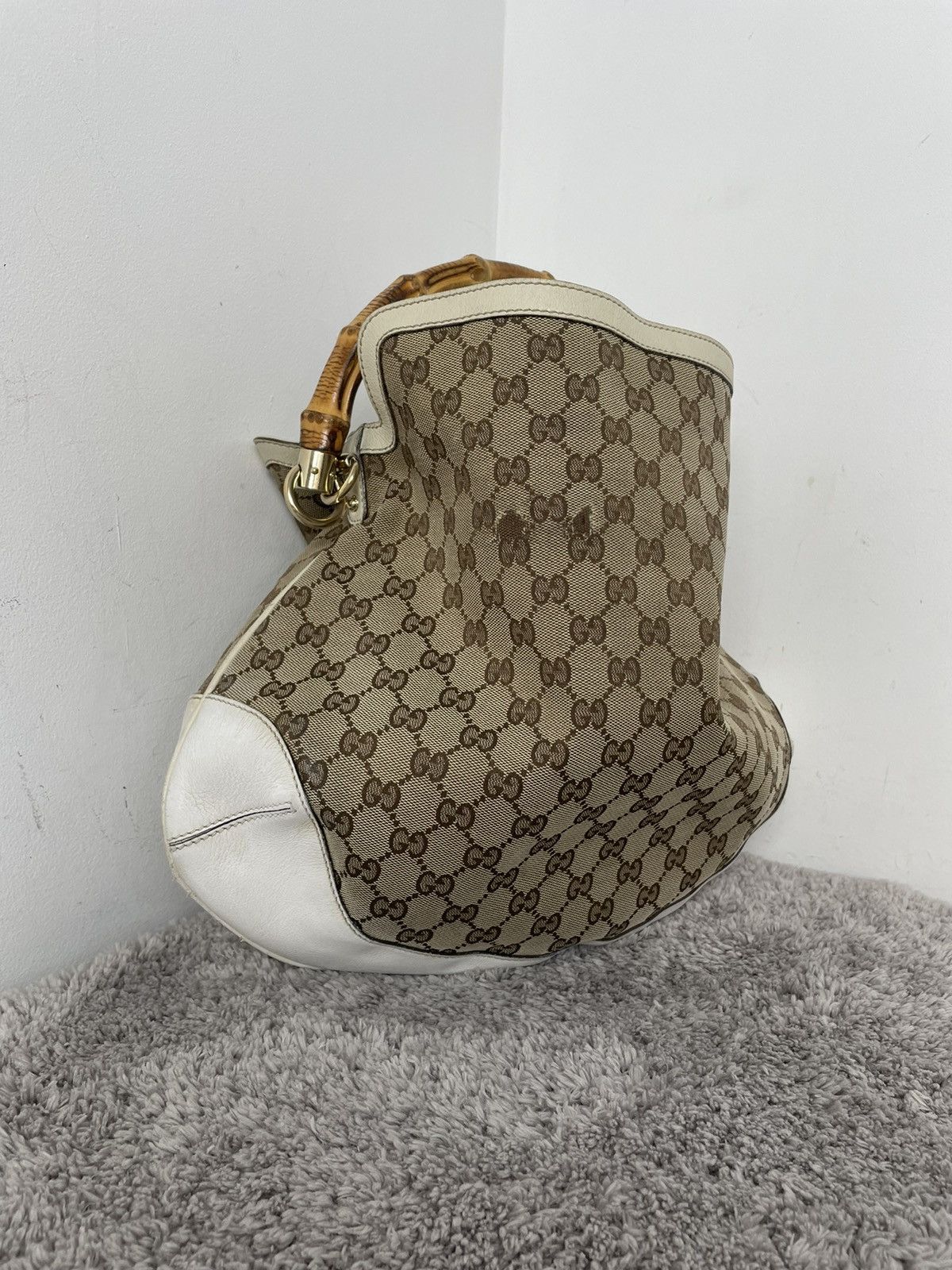 Gucci Gucci Monogram Peggy Bamboo Top Handle Medium Shoulder Bag Size ONE SIZE - 6 Thumbnail