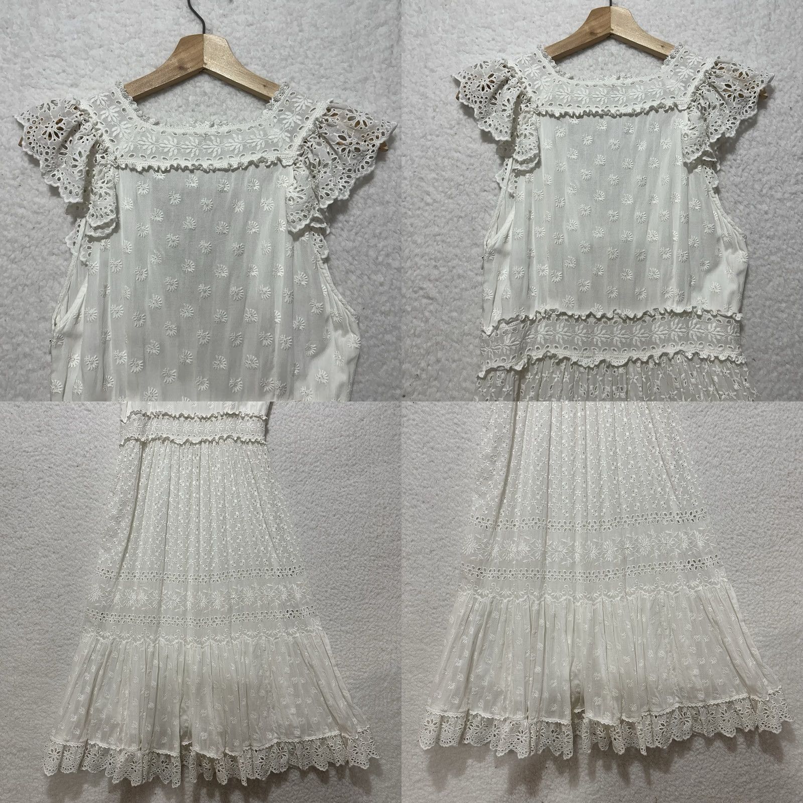 Ulla Johnson Ulla Johnson Marjorie Eyelet Ruffle White Cotton Dress Size 6 Blanc Lace Cotton Size M / US 6-8 / IT 42-44 - 9 Thumbnail