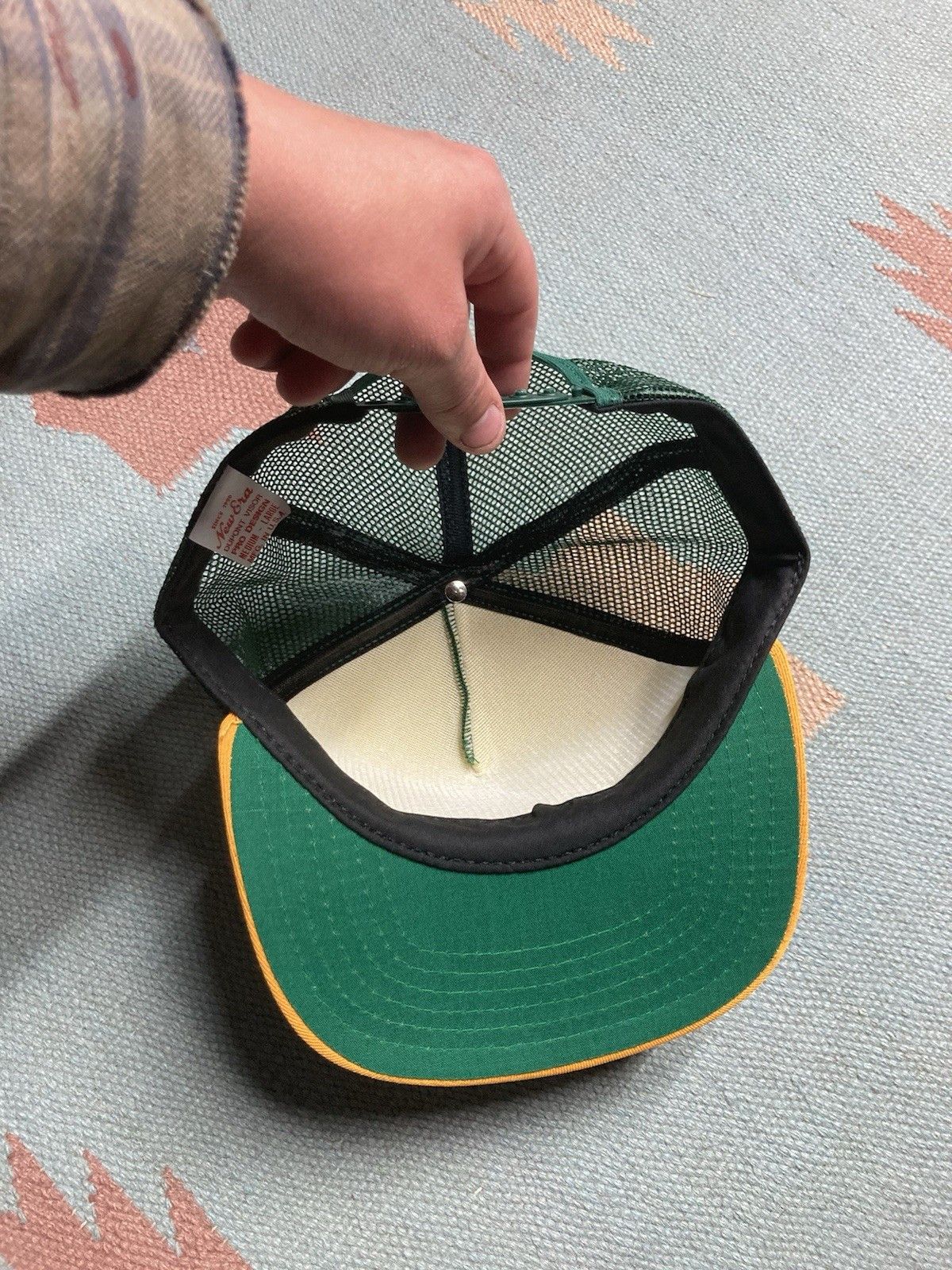 Vintage 80s trucker hat new era blank green yellow SnapBack Size ONE SIZE - 5 Thumbnail