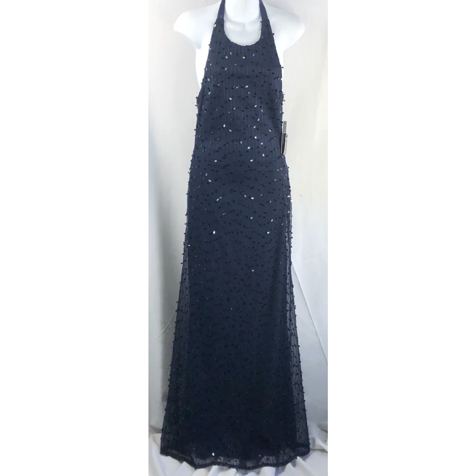**Lulus Blue Maxi Dress S Satin Sequin Halter Zip Formal Party/Cocktail**  User: Lulus Blue Maxi Dress S Satin Sequin Halter Zip Formal Party/Cocktail