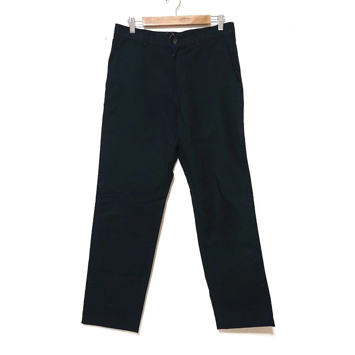 Casual Pant full length cotton straight cut zipper Dark Navy