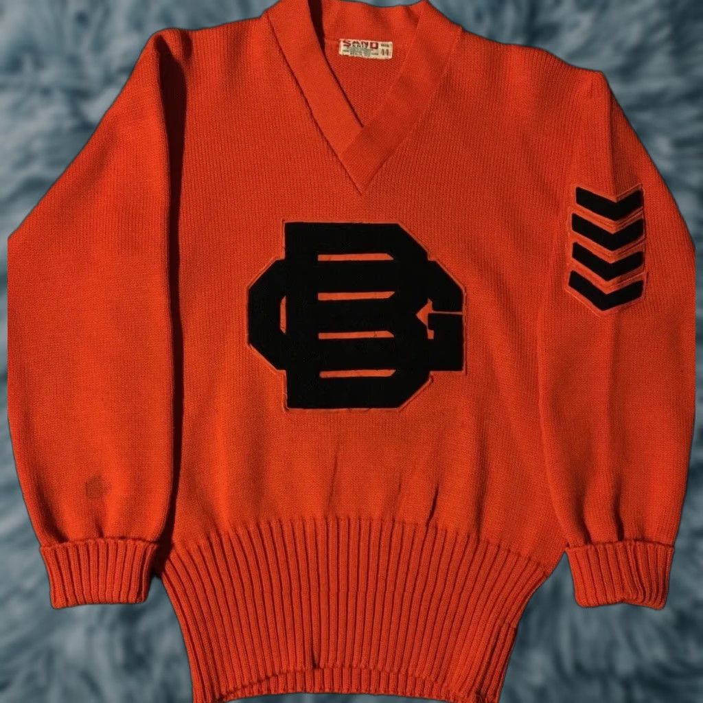 Vintage VINTAGE Sand Knit Bowling Green University Wool Varsity Letterman Sweater 44 Size US M / EU 48-50 / 2 - 1 Thumbnail