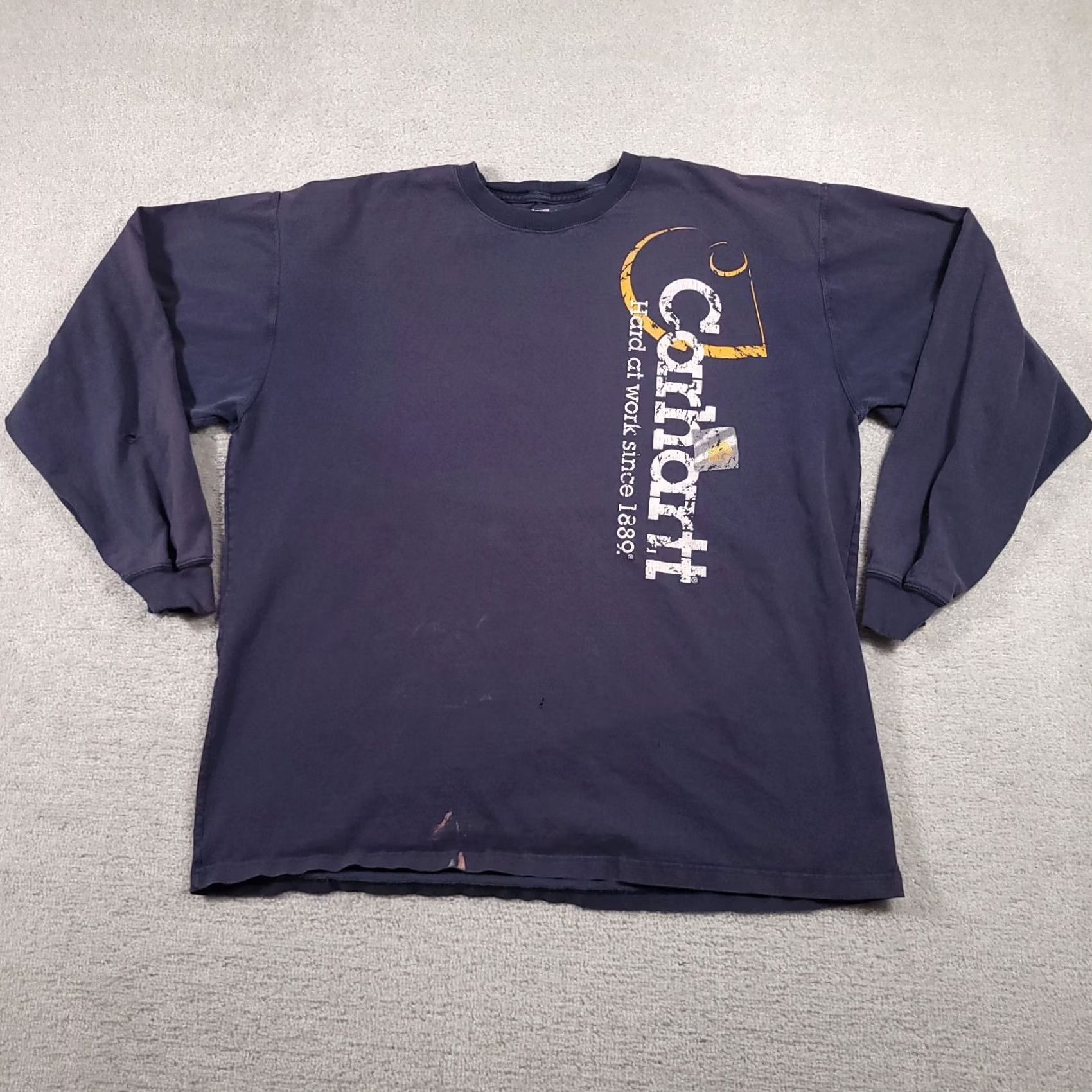 Carhartt VINTAGE Carhartt Long Sleeve Workwear T Shirt Mens XL Blue Graphic Grunge Size US XL / EU 56 / 4 - 2 Thumbnail