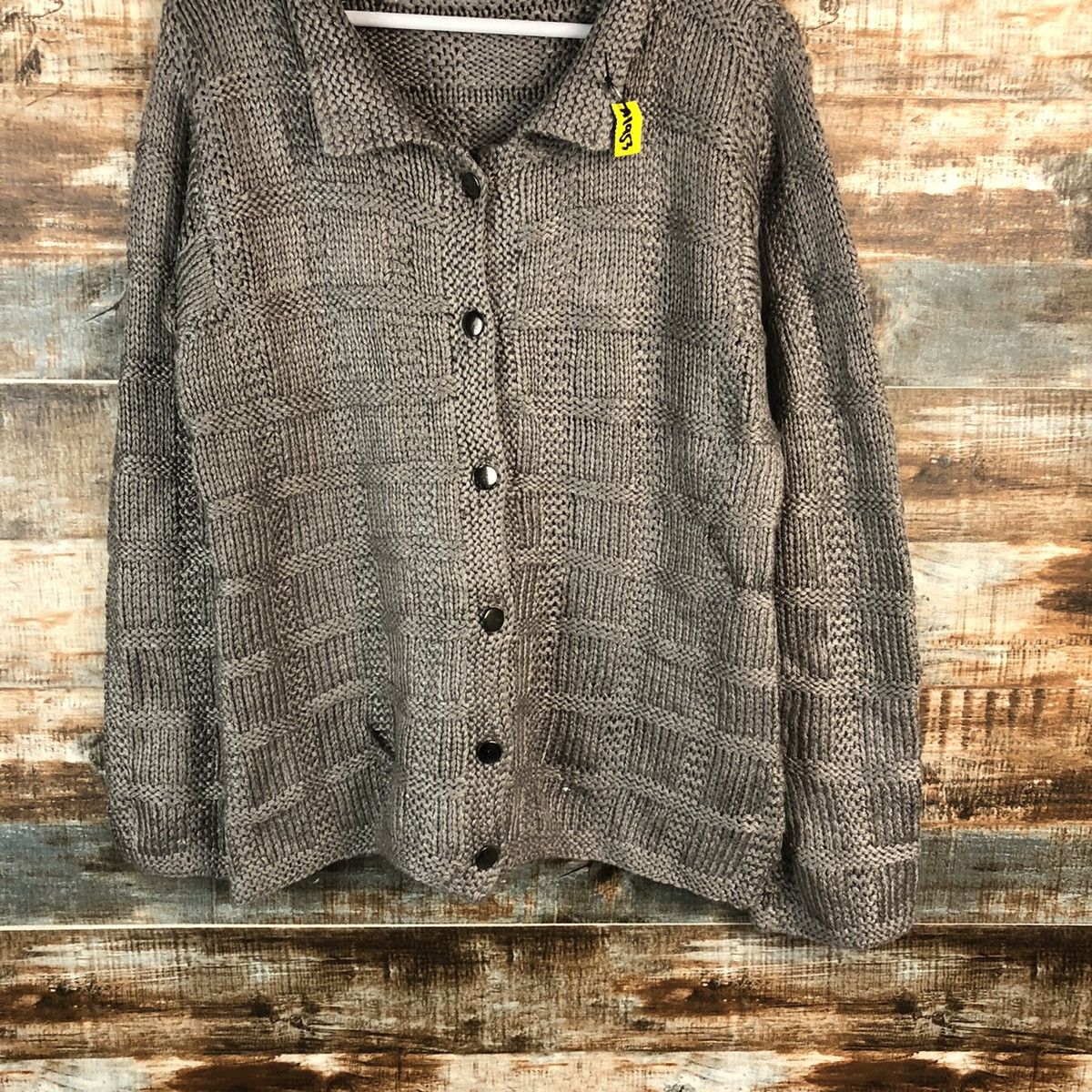 Vintage Japan vintage checkered Grey Cardigan Knitwear #A1953 Size US M / EU 48-50 / 2 - 3 Thumbnail