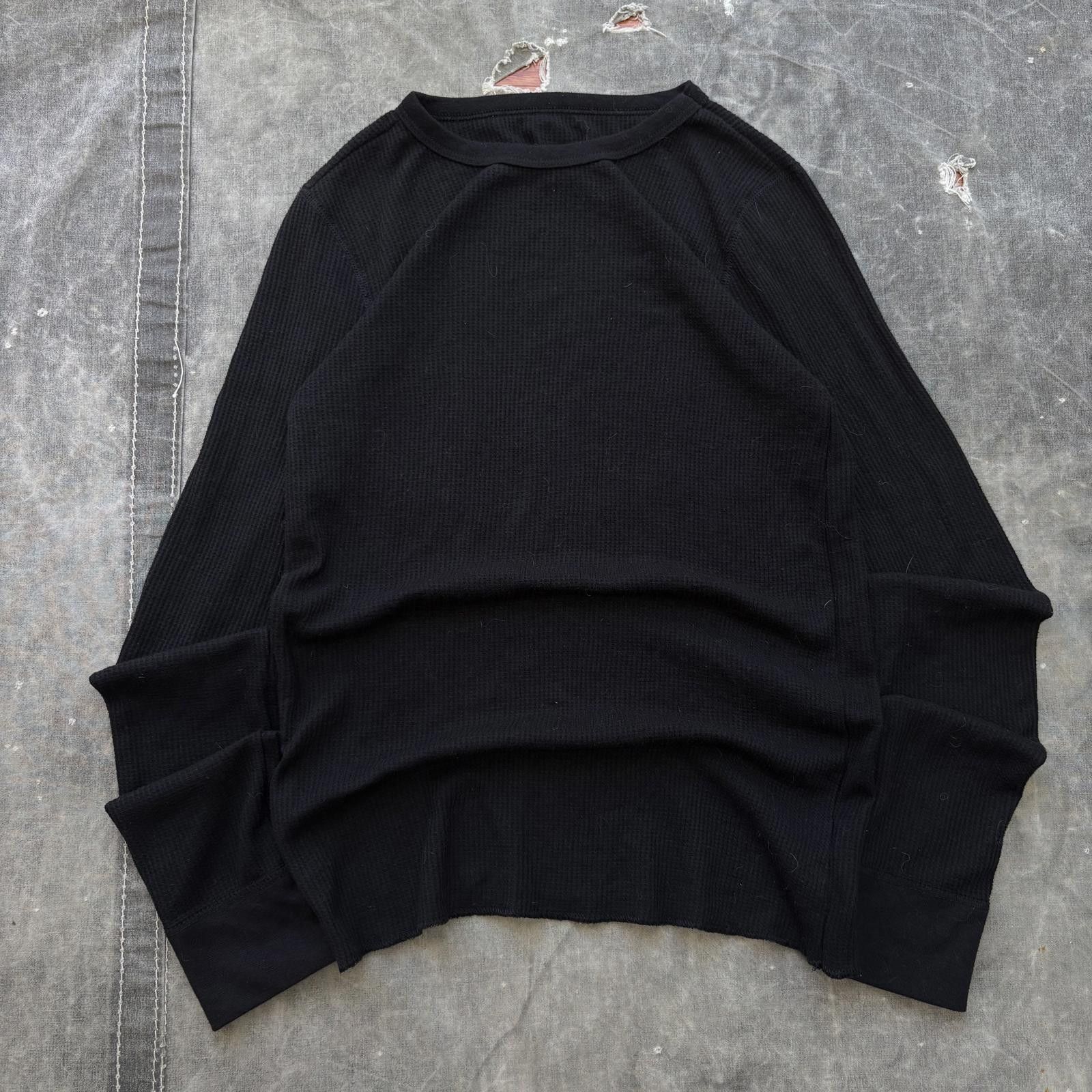 Vintage Y2K Black Grunge Skater Thermal Waffle Knit Shirt