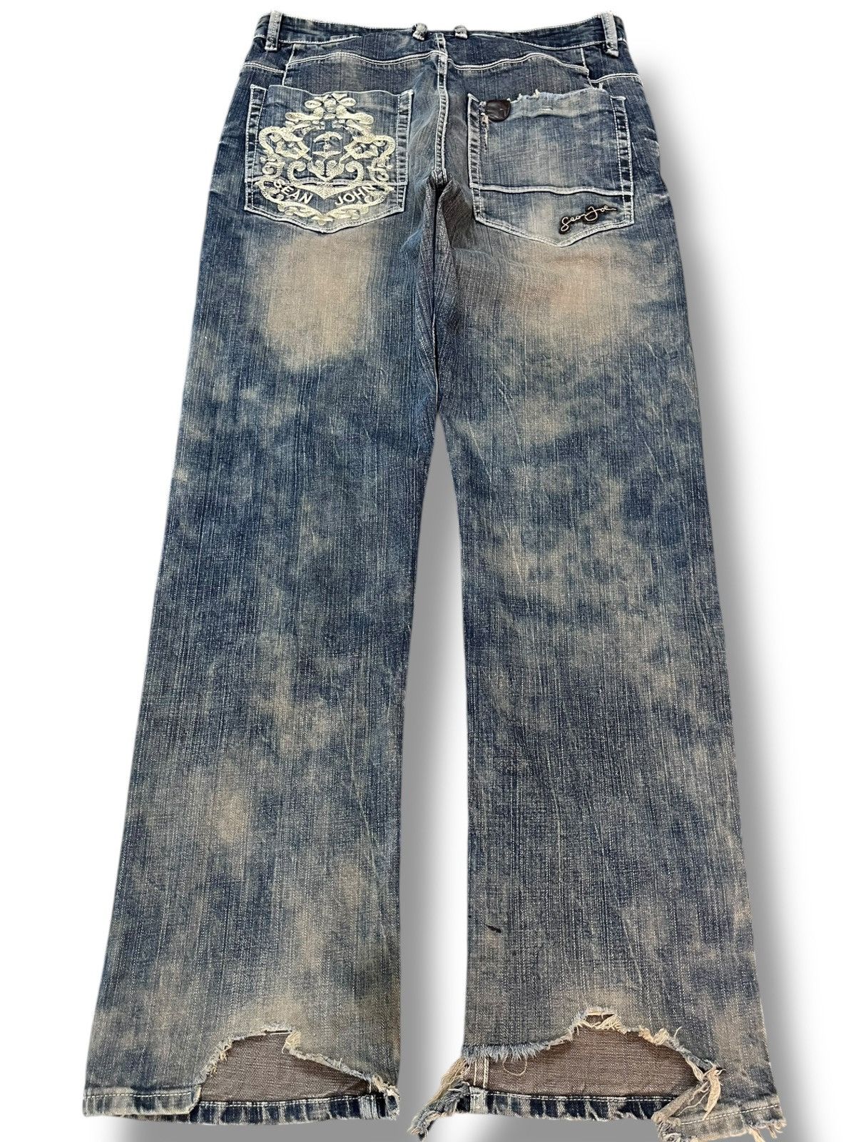 14th Addiction × Sean John Sean John Mudwash Embroidery Trompe L’oeil Denim Size US 33 - 1 Thumbnail