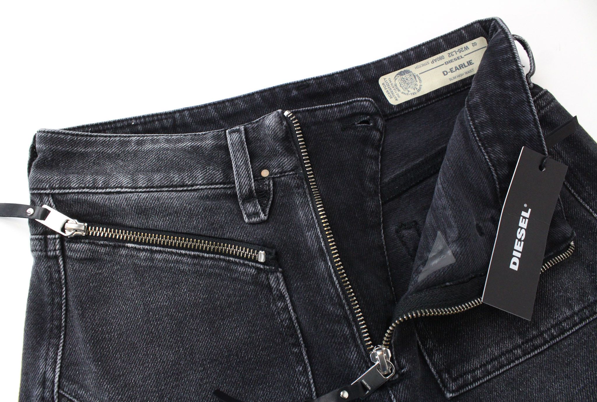 Diesel D-EARLIE 080AP W26/L32 Grey Zip Pocket Jeans 71937 Size 26" / US 2 / IT 38 - 3 Thumbnail