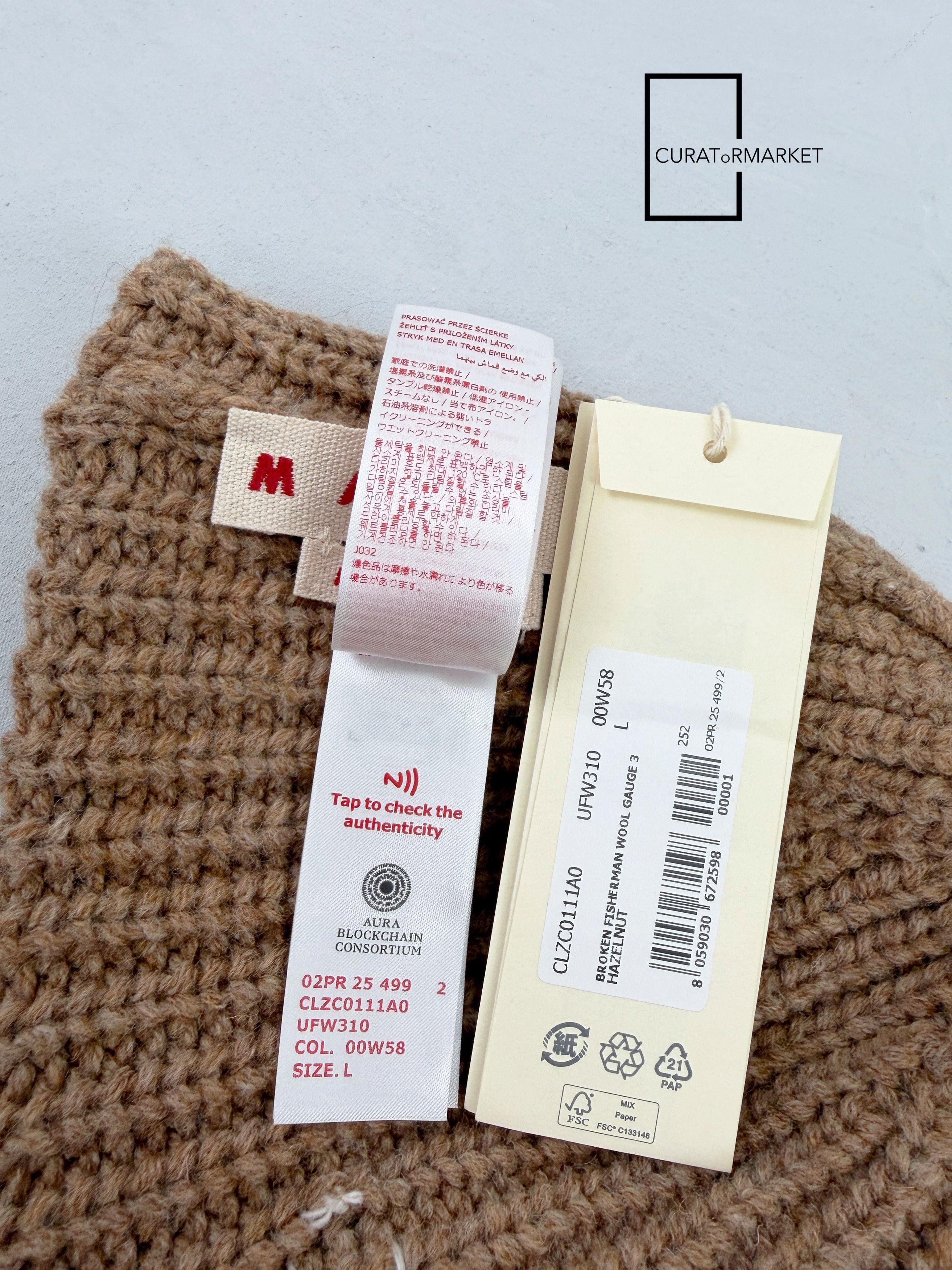 Marni L Distressed Embroidered Fisherman Shetland Wool Beanie FW25 Size ONE SIZE - 6 Thumbnail