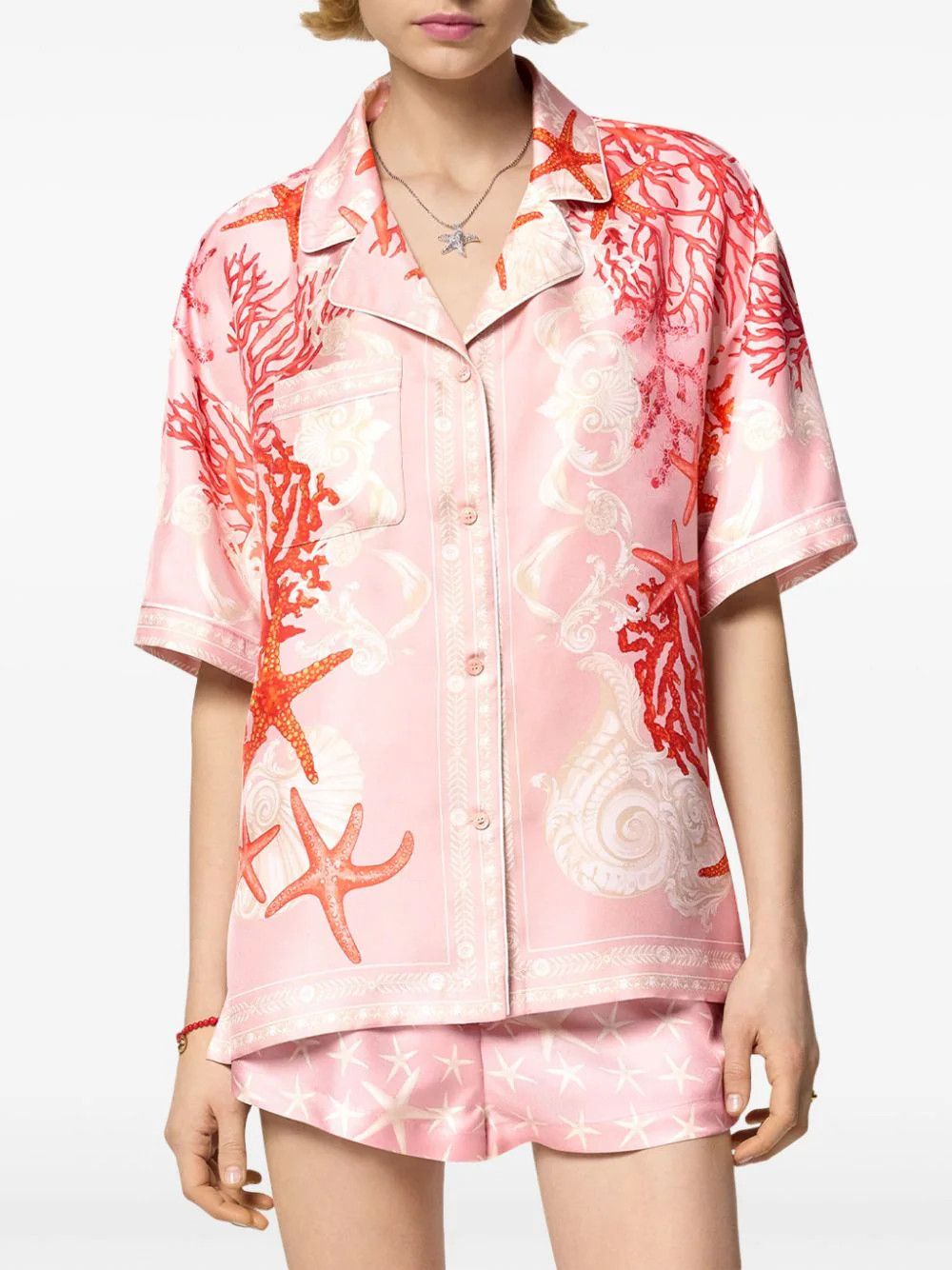 Versace o1s22i1n1024 Silk Baroque Shirt in Pink Size S / US 4 / IT 40 - 3 Thumbnail