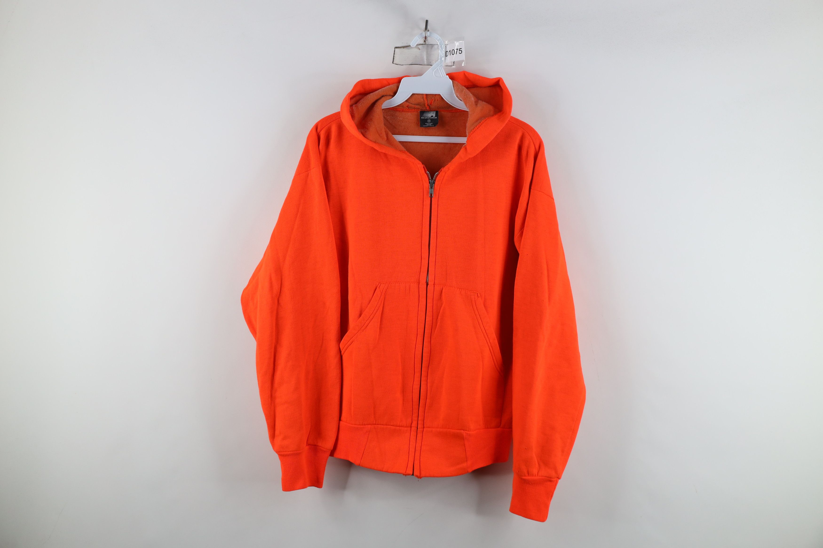 Vintage Vintage 70s 80s Streetwear Lined Zip Hoodie Blaze Orange USA Size US M / EU 48-50 / 2 - 1 Thumbnail