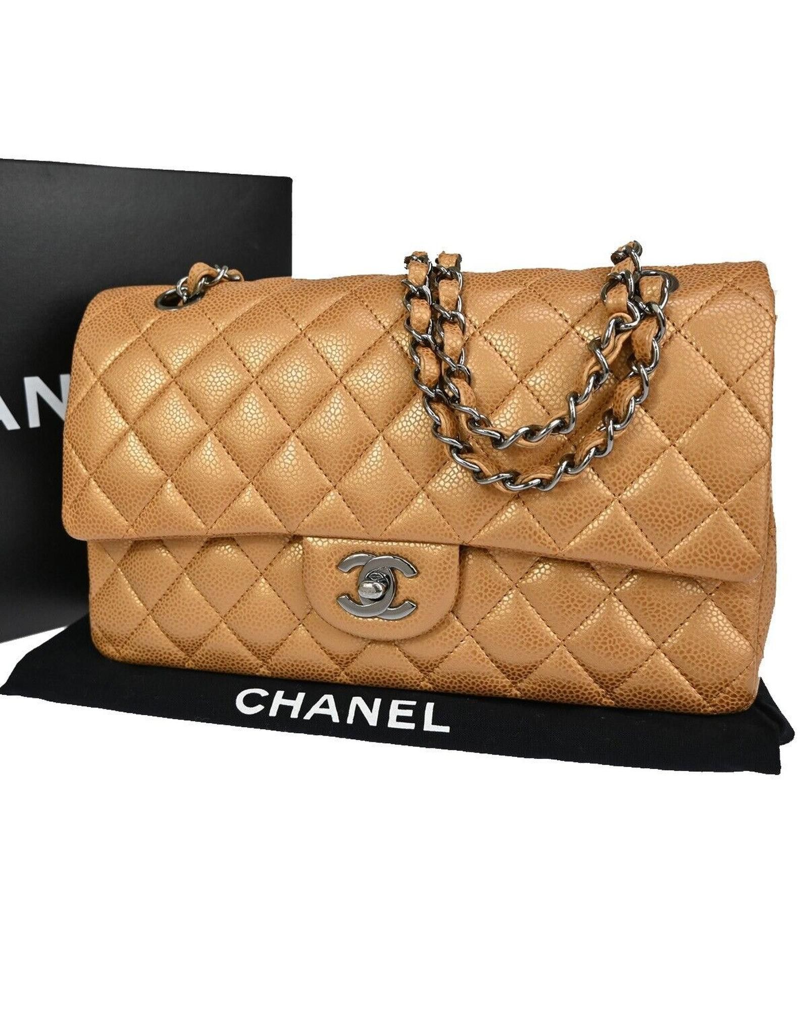 image of Chanel Silver Plated Medium Quilted Design in Gold, Women's