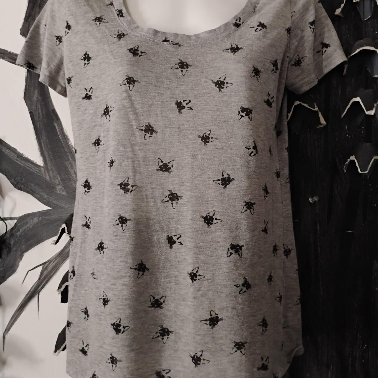 Other Grey Scoop Neck All-over CAT print T-shirt size Large Size L / US 10 / IT 46 - 1 Thumbnail