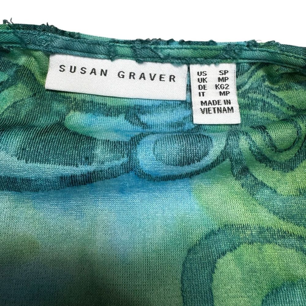Other Susan Graver Burnout Knit Turquoise Green Floral Cardigan S Size S / US 4 / IT 40 - 7 Thumbnail