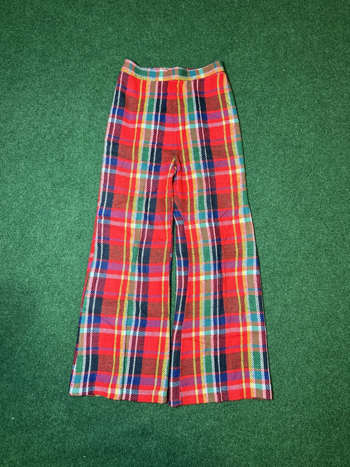 Vintage Vtg 70s Plaid Flare Disco Bell Bottom High Waisted Pants Size 22" - 1 Thumbnail