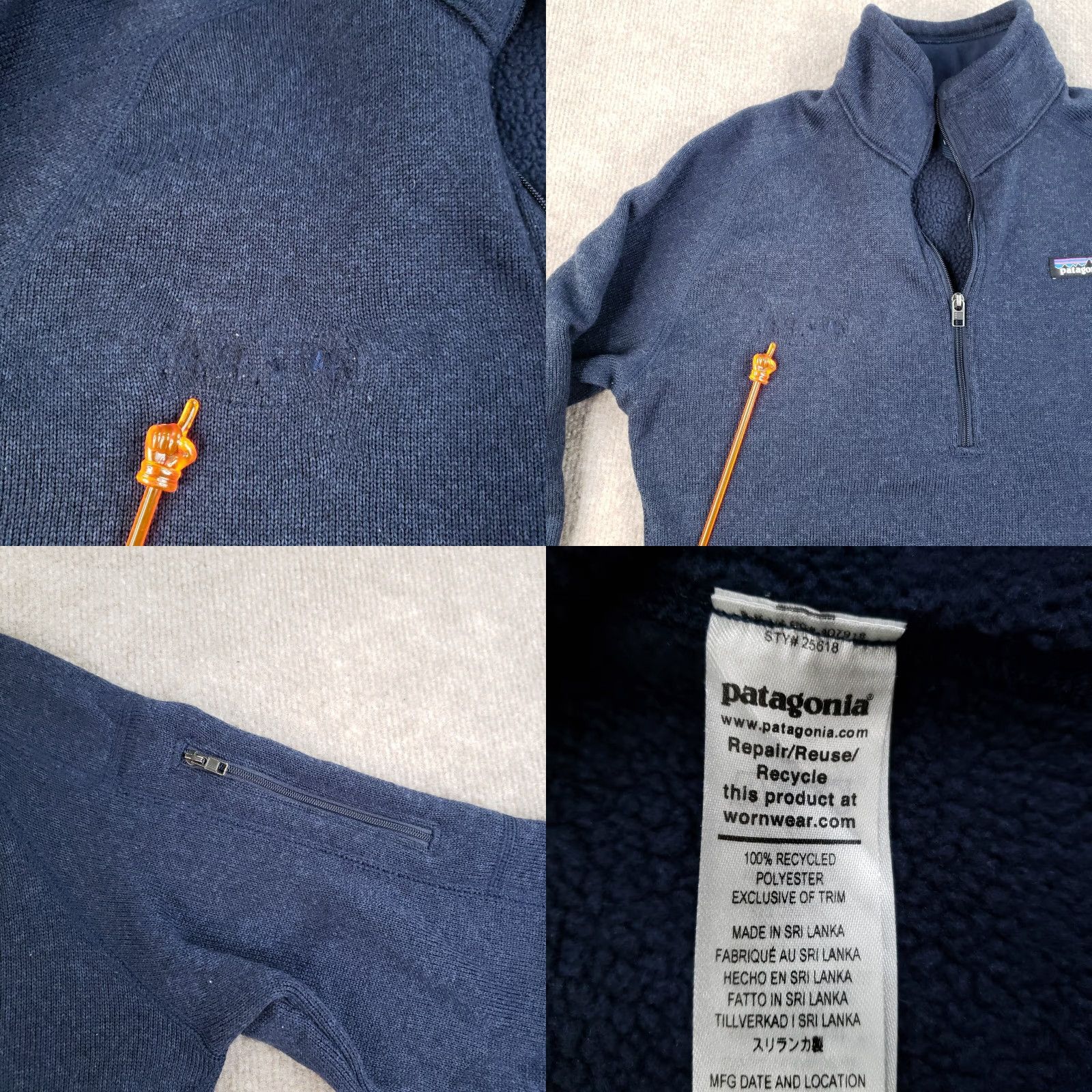 Patagonia Patagonia Better Sweater Women M Blue 1/4 Zip Fleece Pullover Mock Neck Sweater Womens Size M / US 6-8 / IT 42-44 - 8 Thumbnail