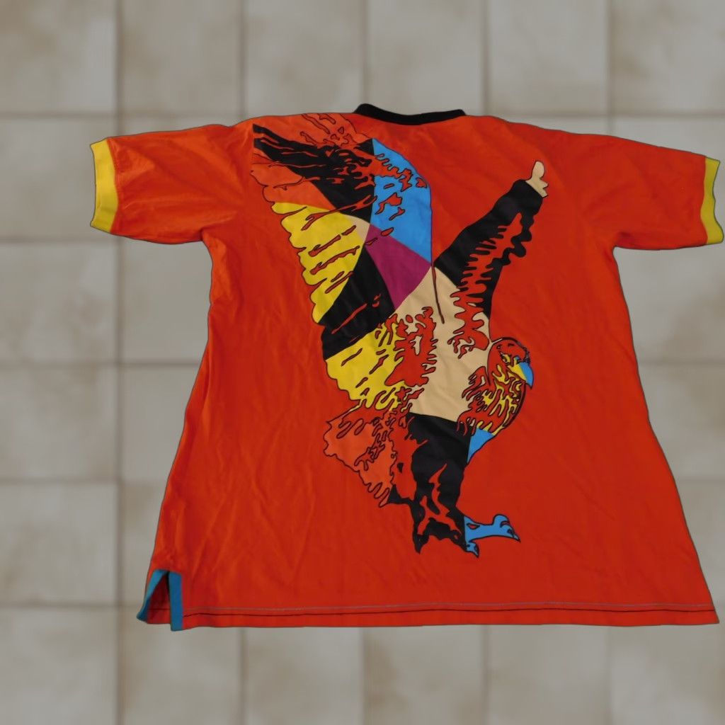 VINTAGE Coogi Kings of Color Shirt Mens 4XL Orange Black Polo Graphic Eagle Hip Hop Rare