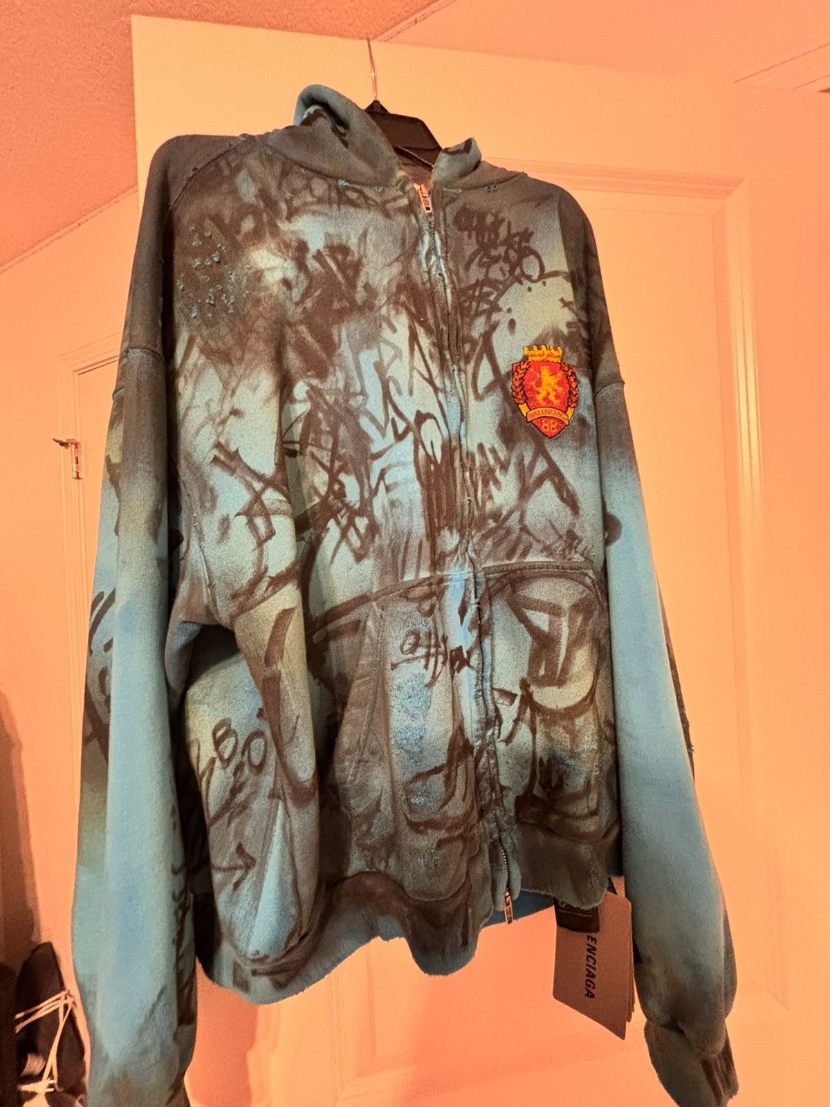 image of Balenciaga Blue Skater Hoodie, Men's (Size XS)