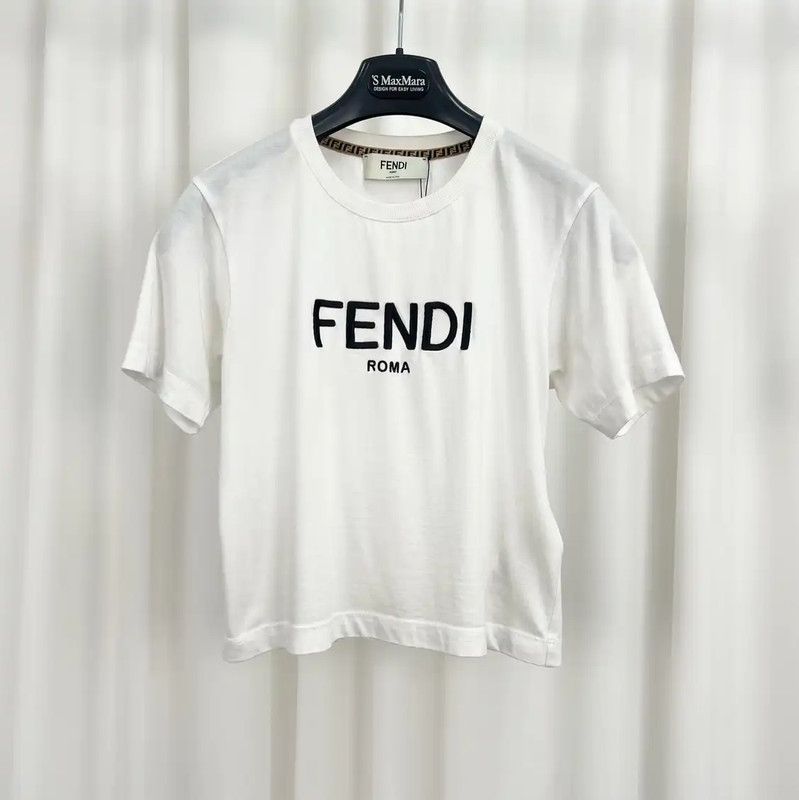 Fendi Fendi Summer White Cotton Logo Tee 0089 Size XXS / US 00 / IT 34 - 1 Thumbnail