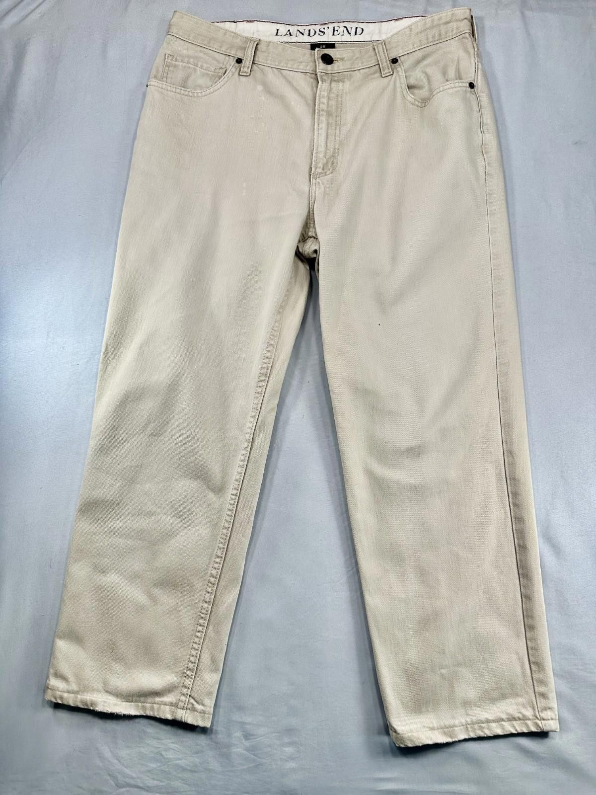 Lands' End Lands End Men's 35 Traditional Fit Tapered Leg Beige Jeans Size US 35 - 1 Thumbnail