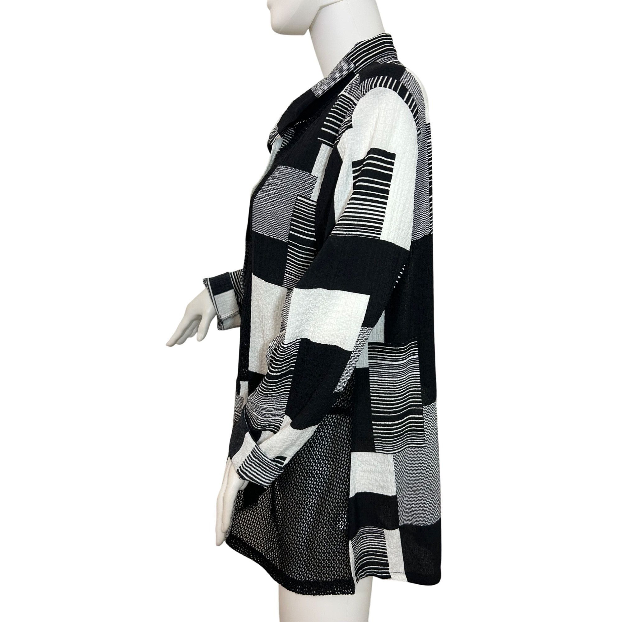 Other Damee Tunic Top XL Black White Checkered Mesh Inserts Collar Size XL / US 12-14 / IT 48-50 - 2 Thumbnail