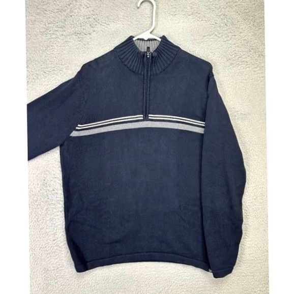 Eddie Bauer Eddie Bauer Sweater Mens Medium Dark Blue 100% Cotton Knit Quarter Zip Pullover Size US M / EU 48-50 / 2 - 3 Thumbnail