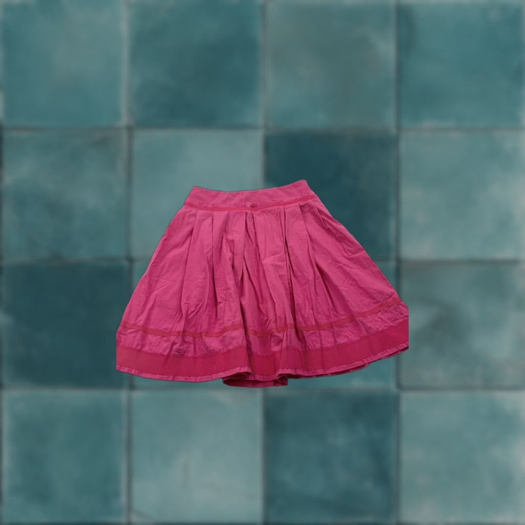Alberta Ferretti Philosophy di Alberta Ferretti Skirt Womens 6 Pink Pleated A-Line Ribbon Trim Knee Length Size 28" / US 6 / IT 42 - 1 Thumbnail
