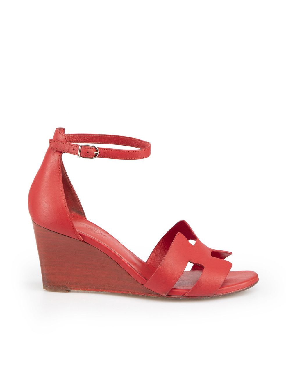 Red Leather Legend Wedge Sandals